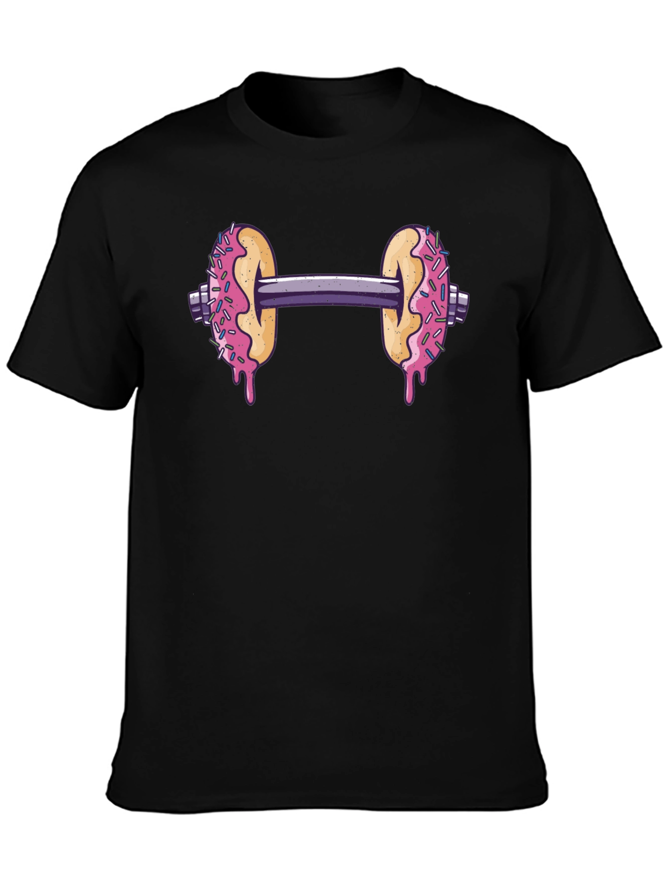 Donut Dumbbell Graphic Tee - Black Fitness Humor Shirt