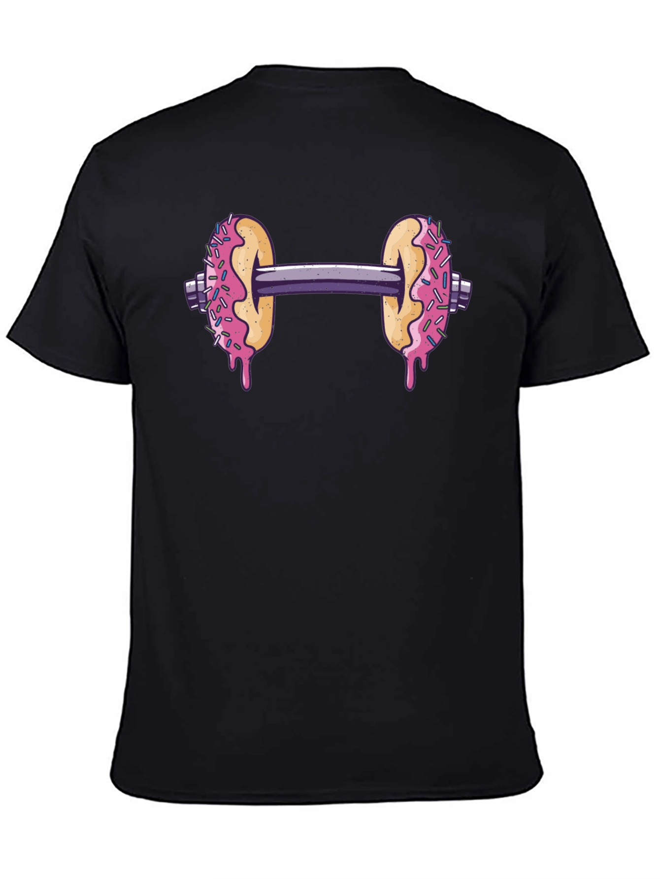 Donut Dumbbell Graphic Tee - Black Fitness Humor Shirt