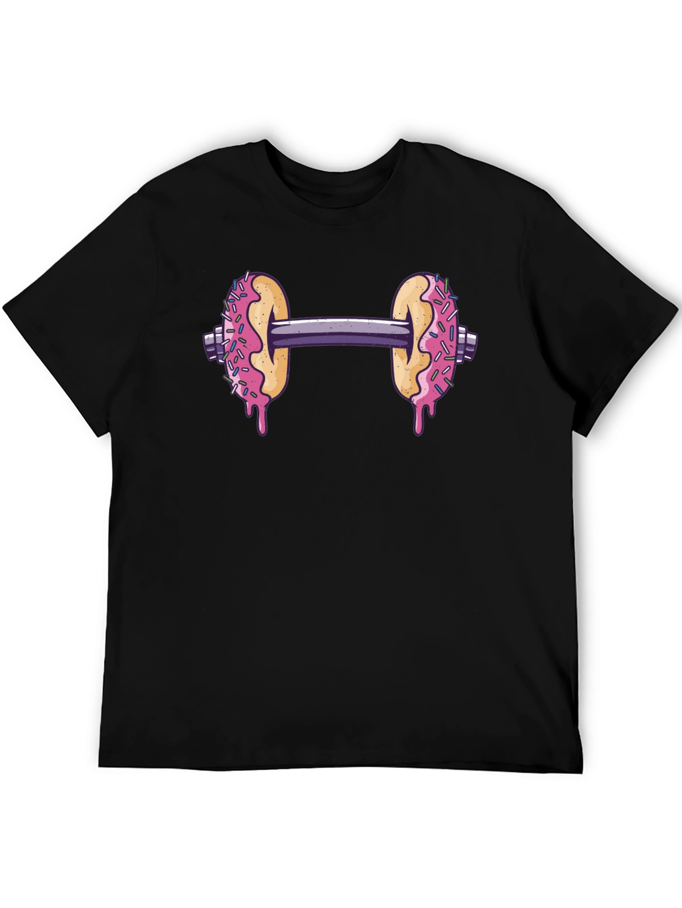 Donut Dumbbell Graphic Tee - Black Fitness Humor Shirt