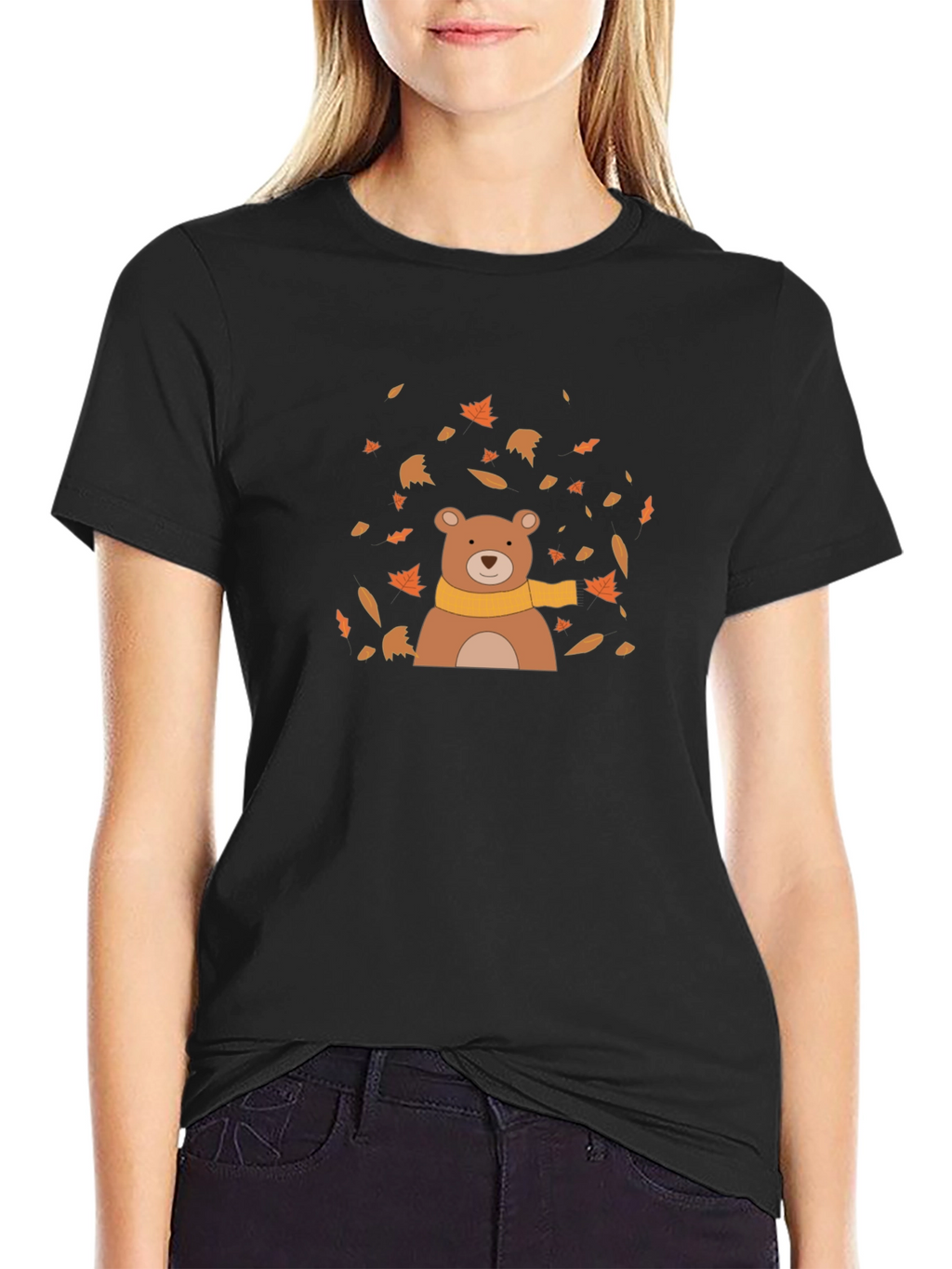 Autumn Bear Graphic Tee - Black