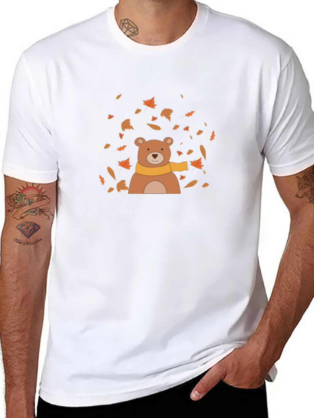 Autumn Bear Graphic Tee - Black
