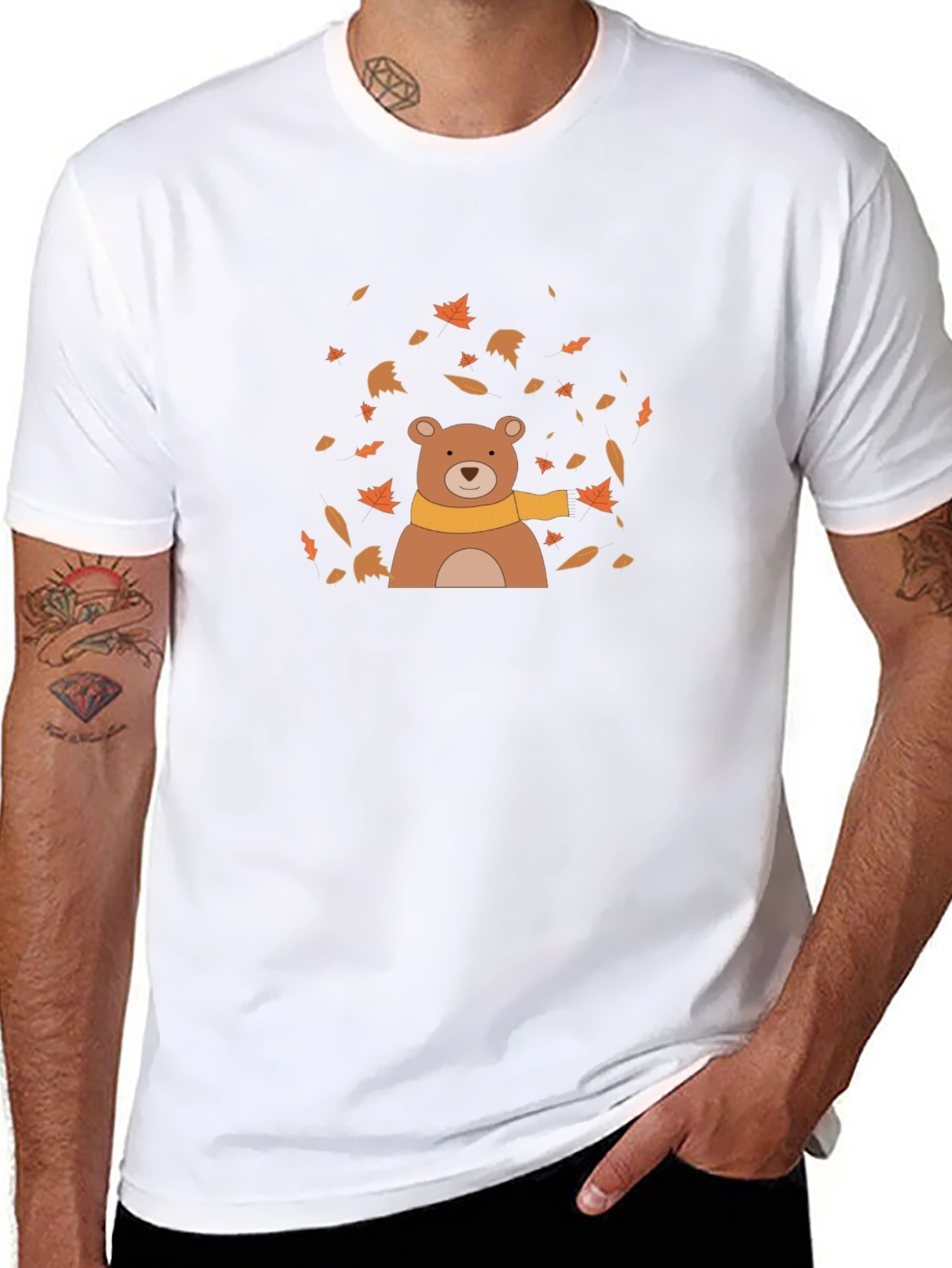 Autumn Bear Graphic Tee - Black