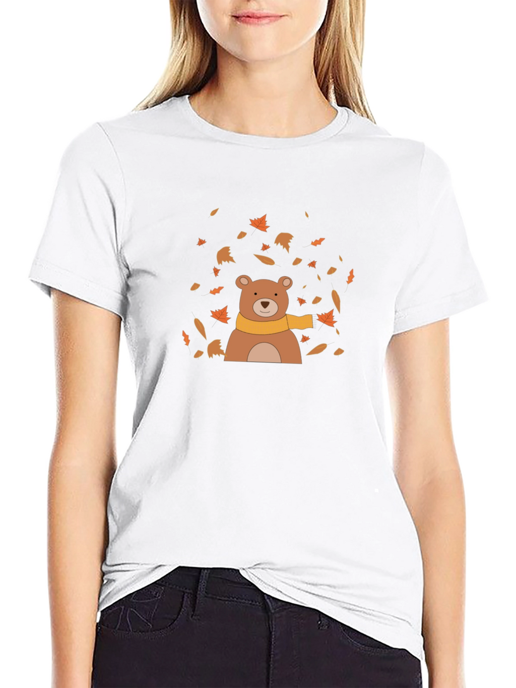 Autumn Bear Graphic Tee - Black