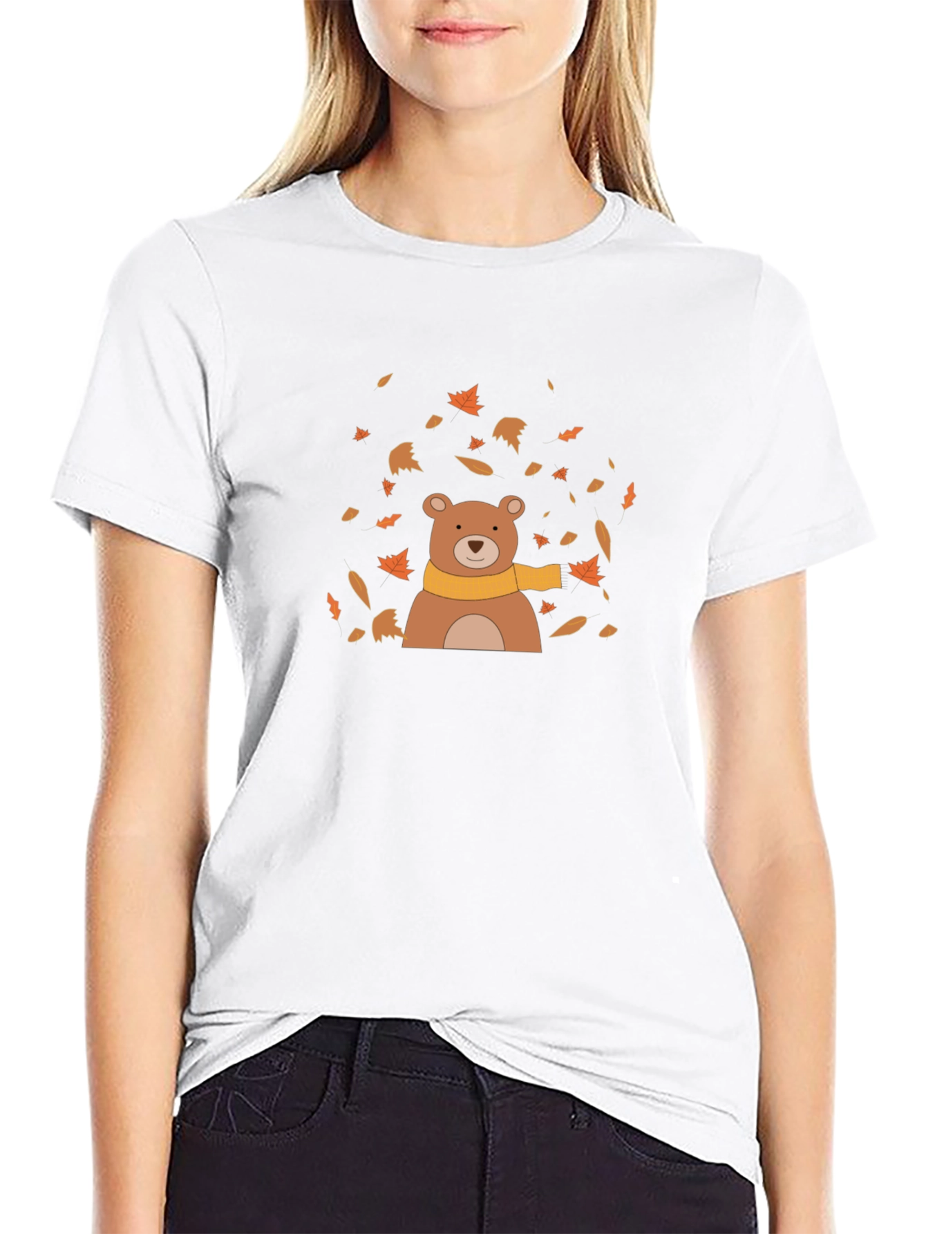 Autumn Bear Graphic Tee - Black