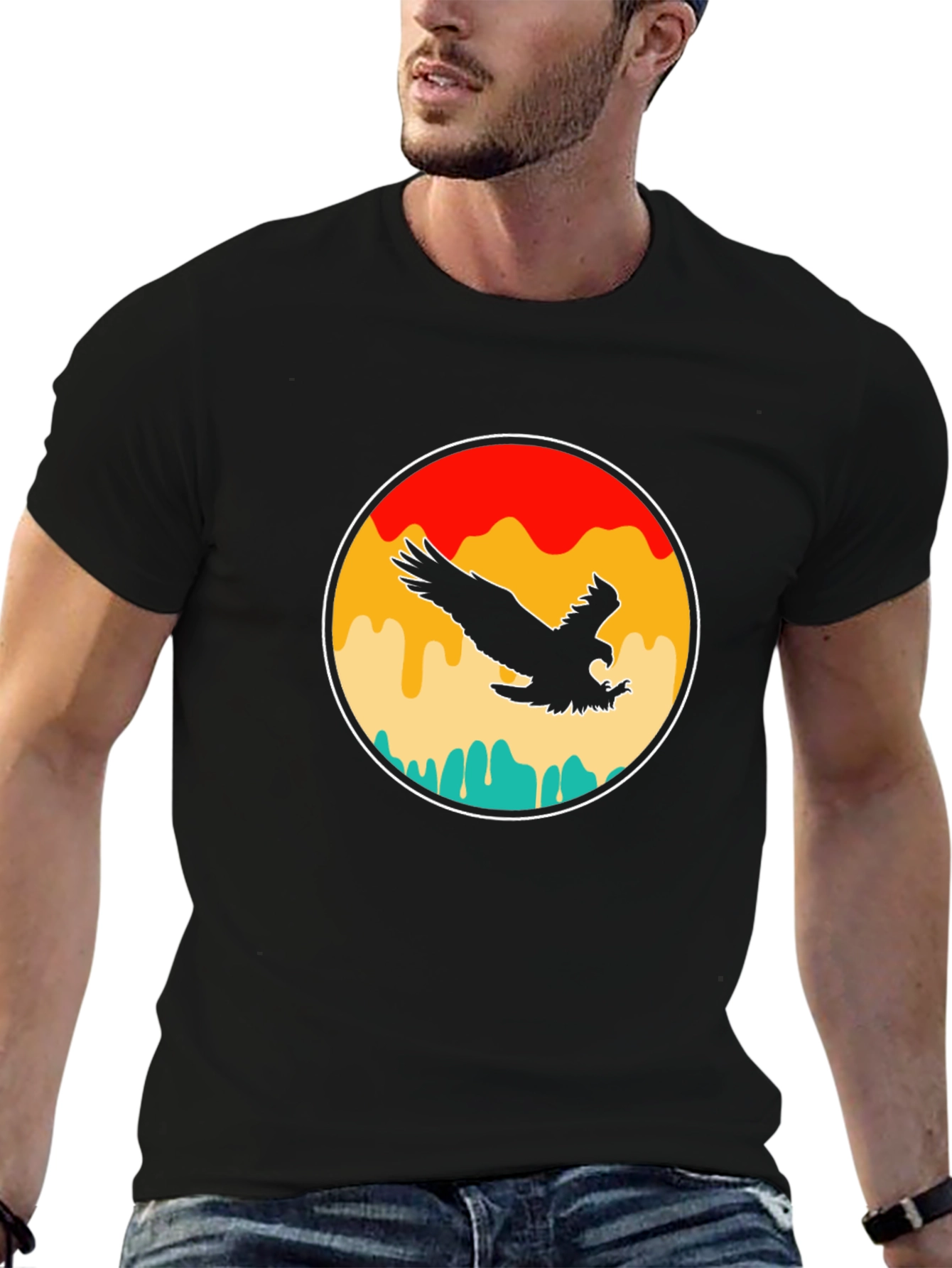 Retro Eagle Graphic T-Shirt - Black