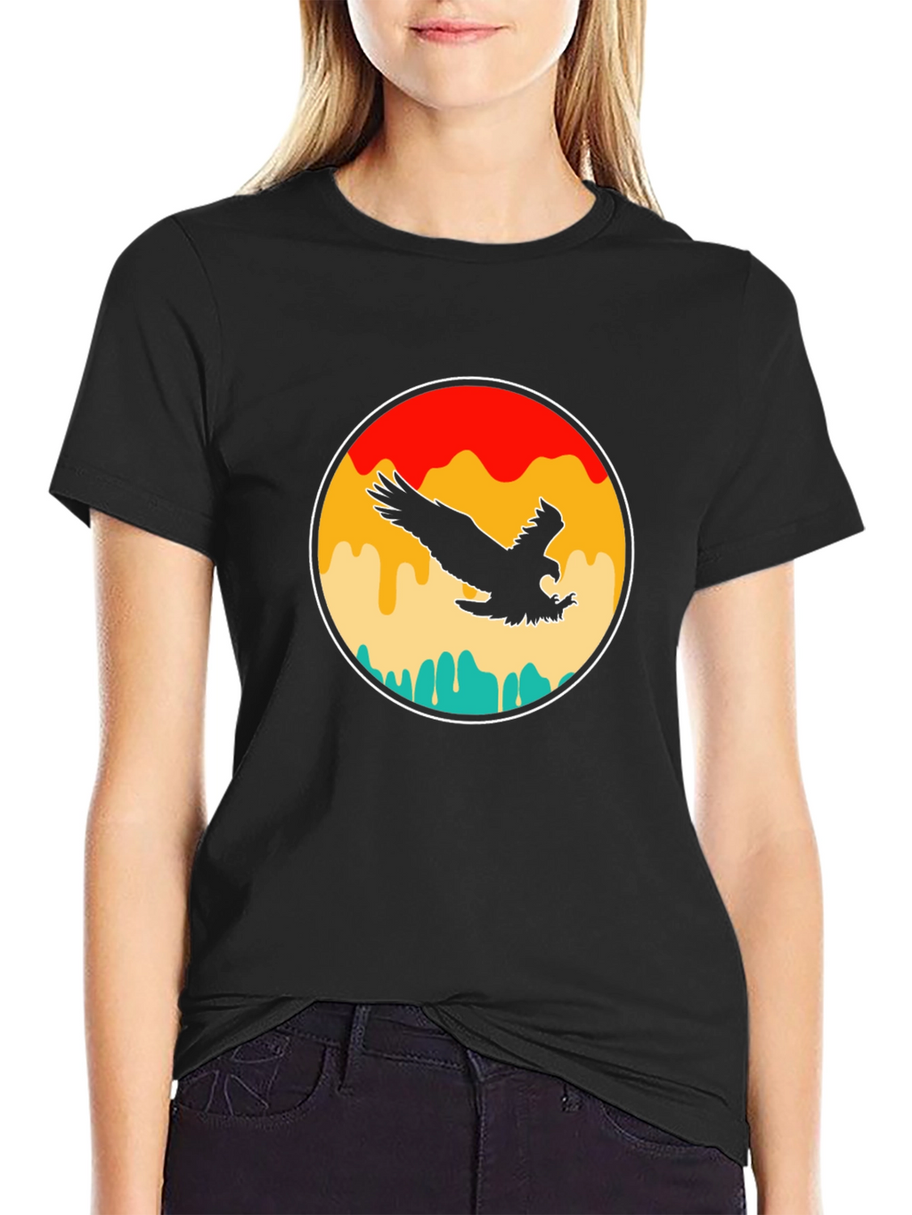 Retro Eagle Graphic T-Shirt - Black