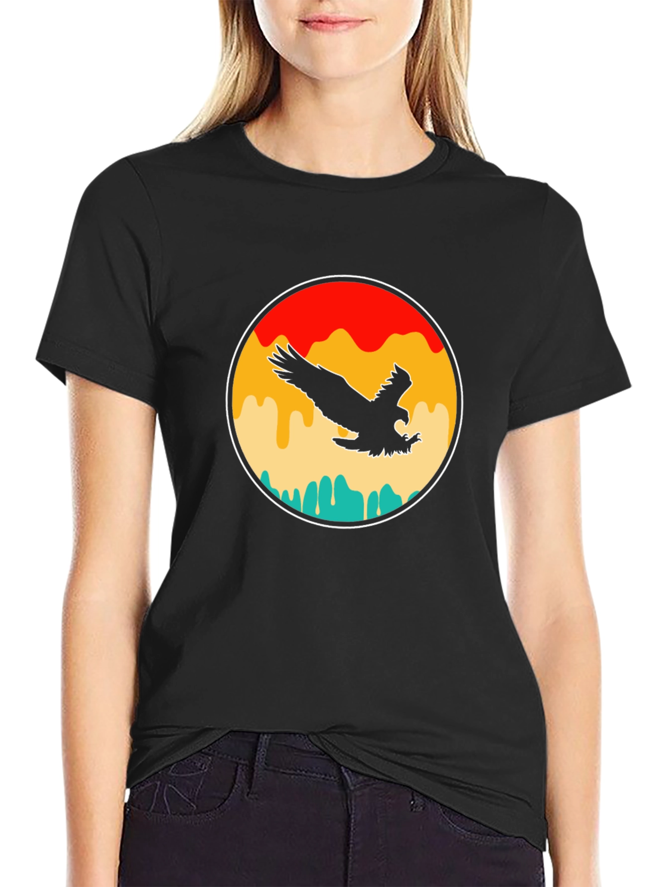 Retro Eagle Graphic T-Shirt - Black