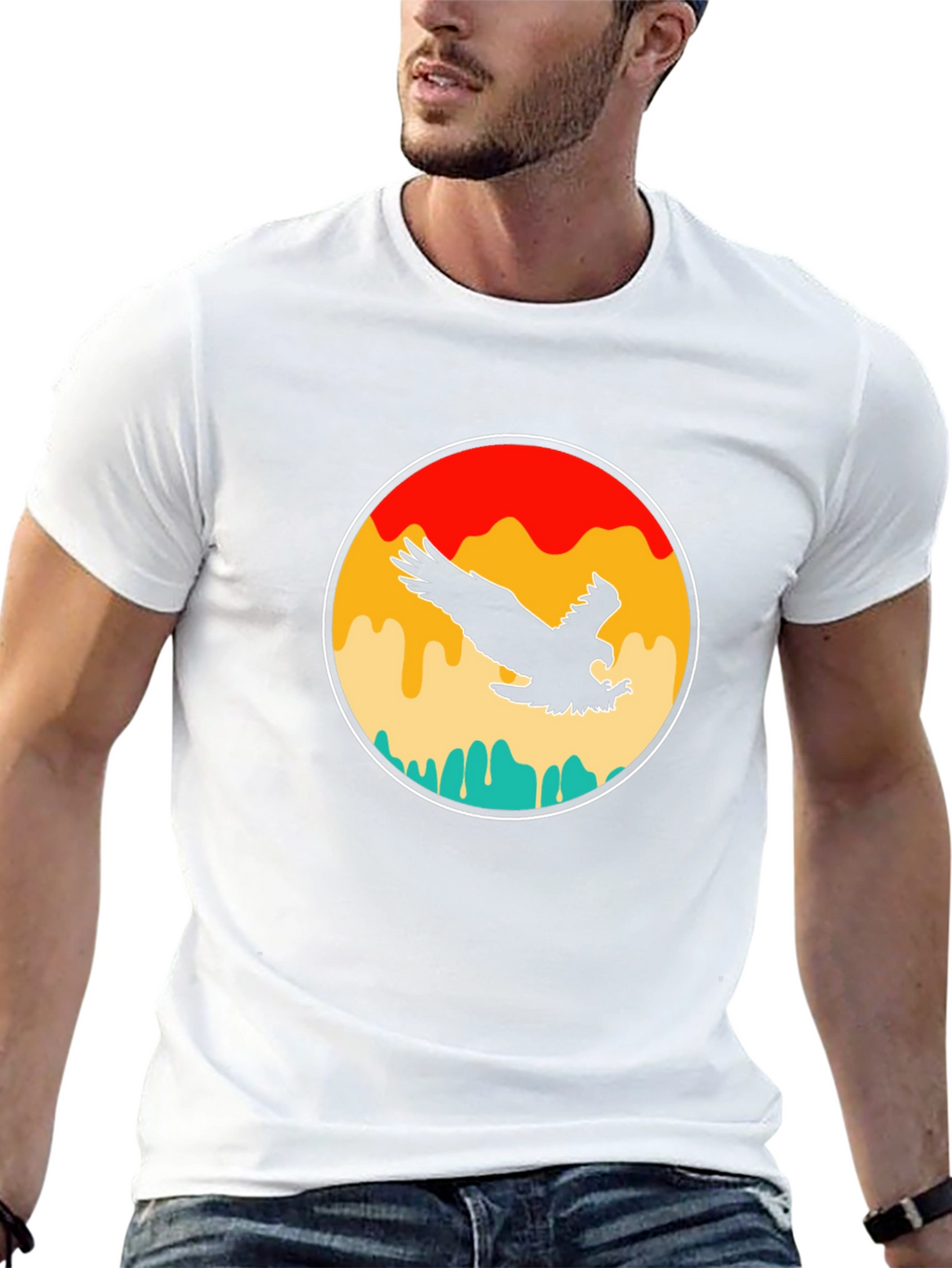 Retro Eagle Graphic T-Shirt - Black