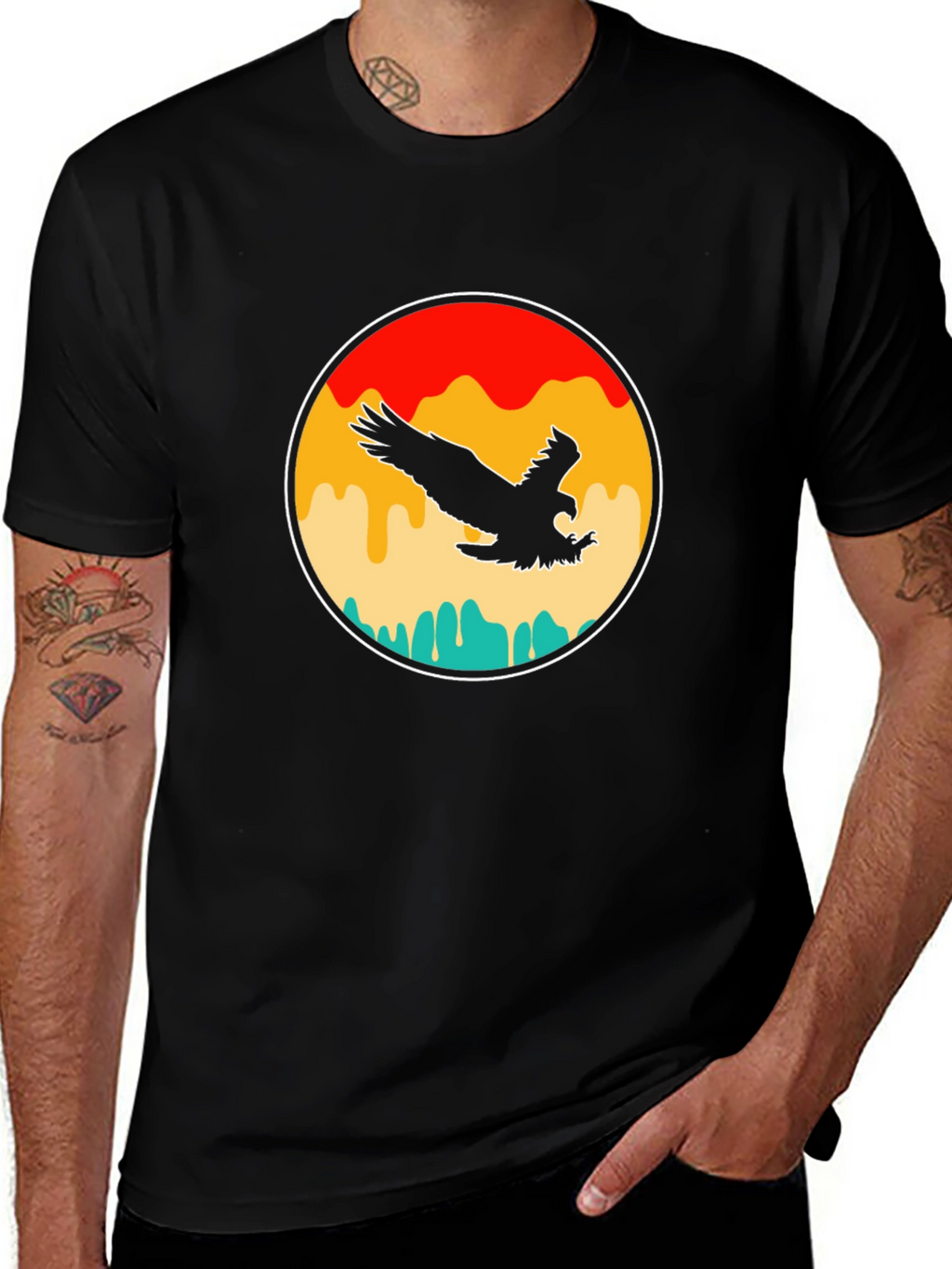 Retro Eagle Graphic T-Shirt - Black