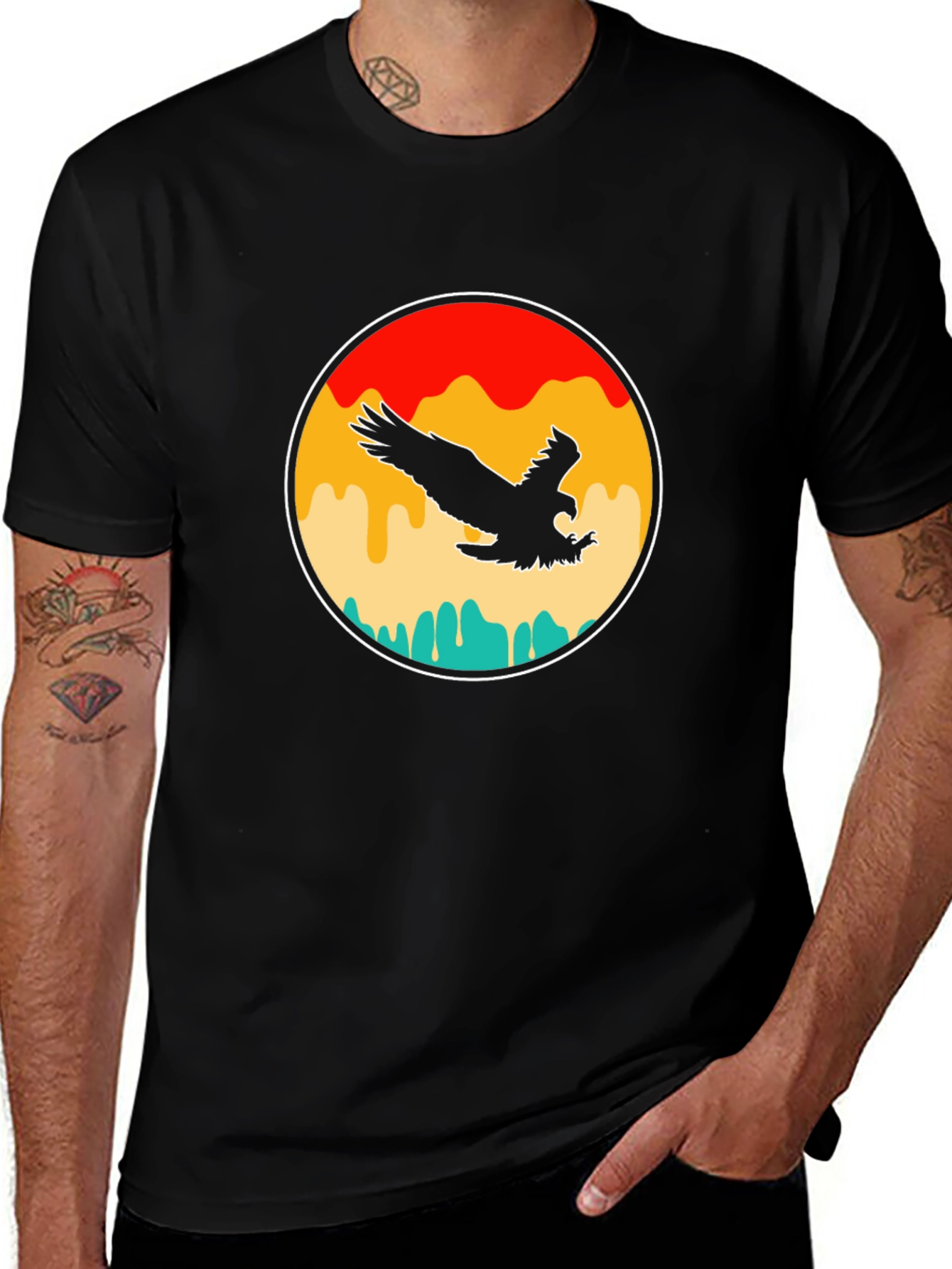Retro Eagle Graphic T-Shirt - Black