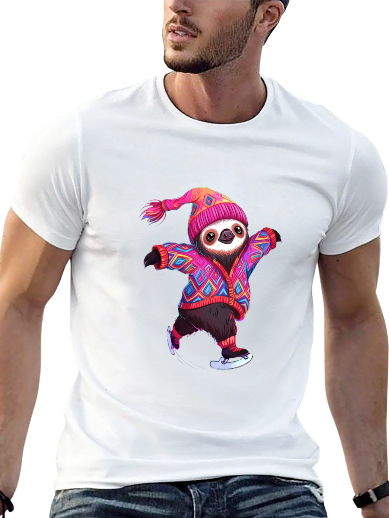 Skating Sloth Graphic Tee - Fun & Festive!