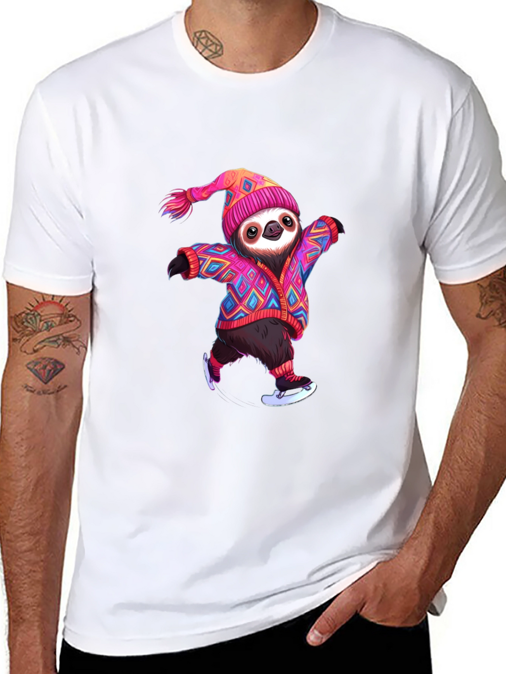 Skating Sloth Graphic Tee - Fun & Festive!