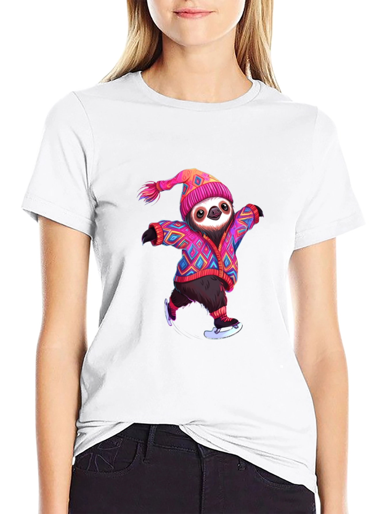 Skating Sloth Graphic Tee - Fun & Festive!