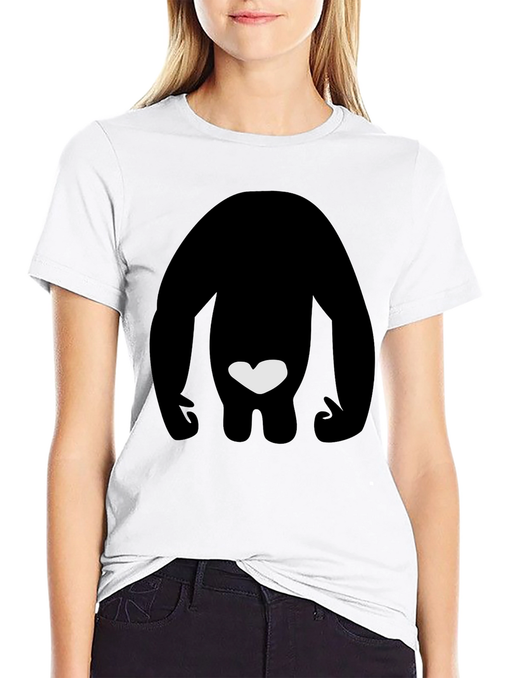 Black T-Shirt with Silhouette & Heart