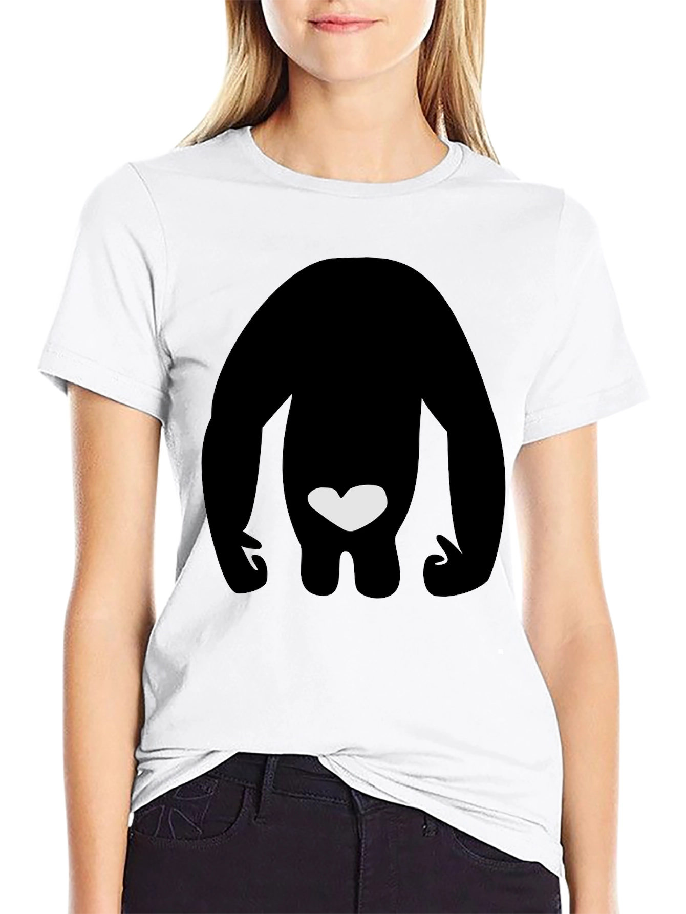 Black T-Shirt with Silhouette & Heart