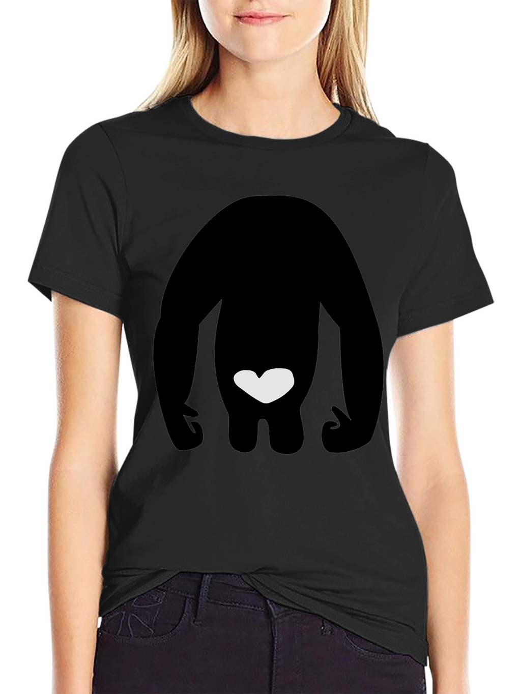 Black T-Shirt with Silhouette & Heart