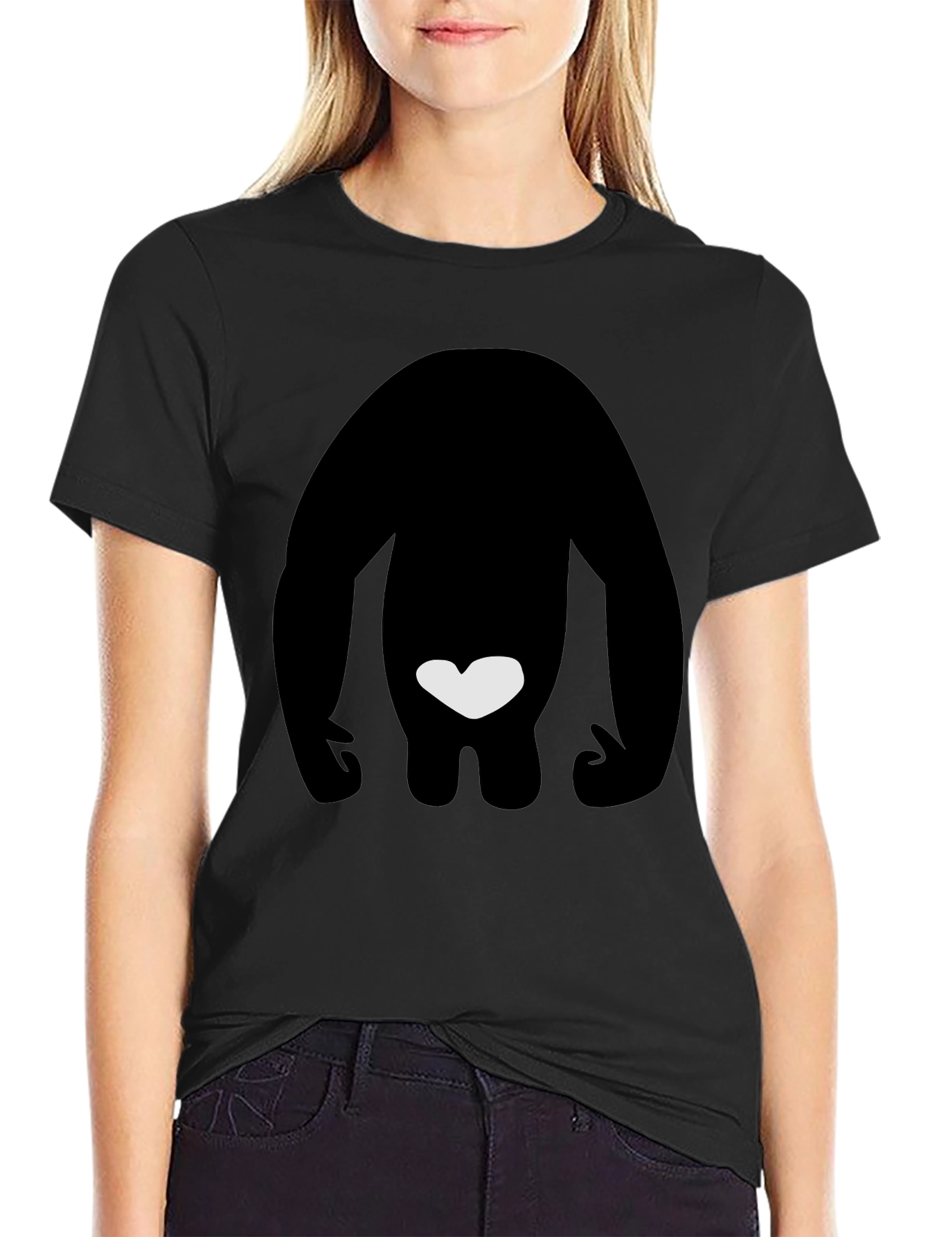 Black T-Shirt with Silhouette & Heart