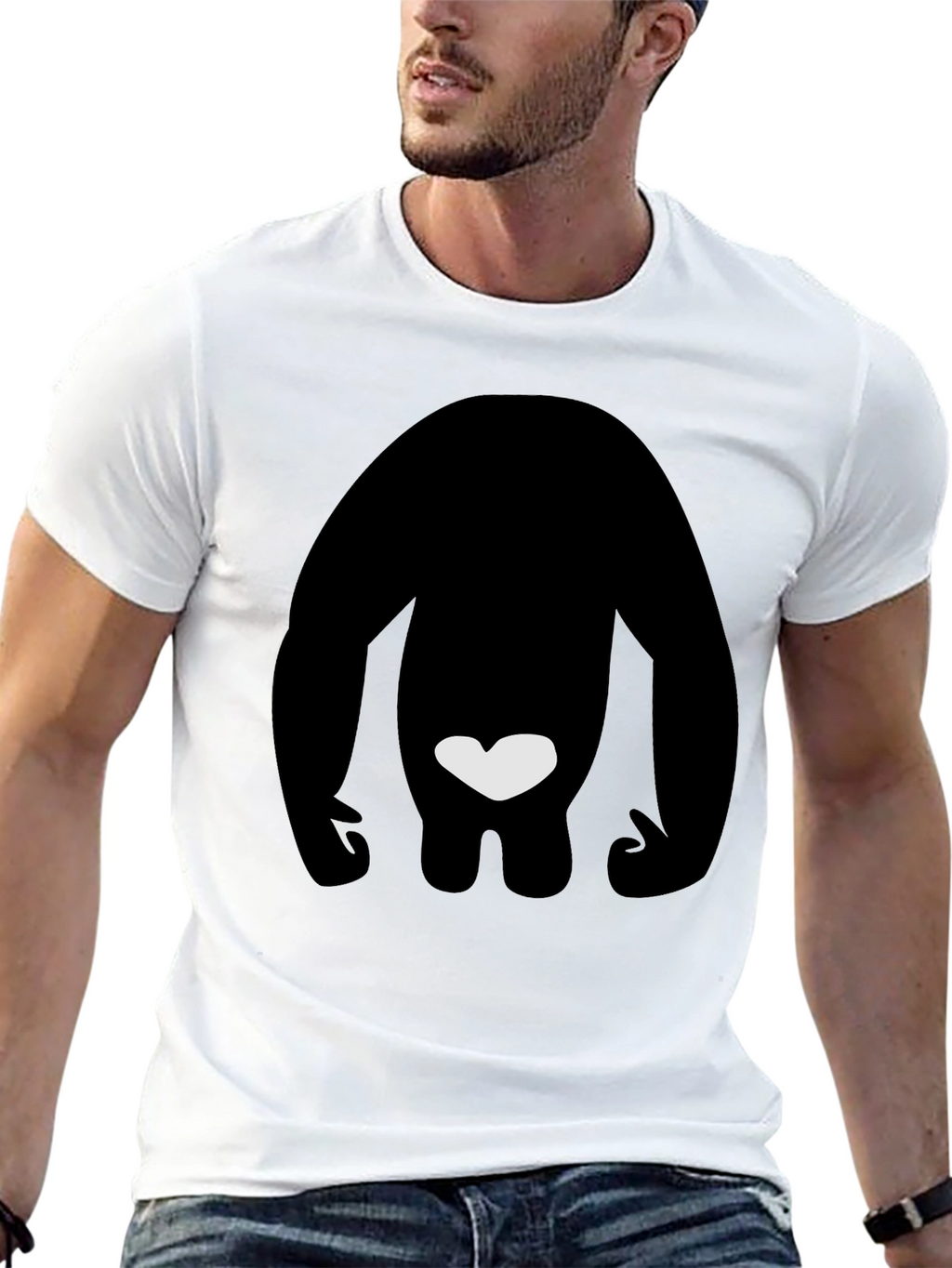 Black T-Shirt with Silhouette & Heart