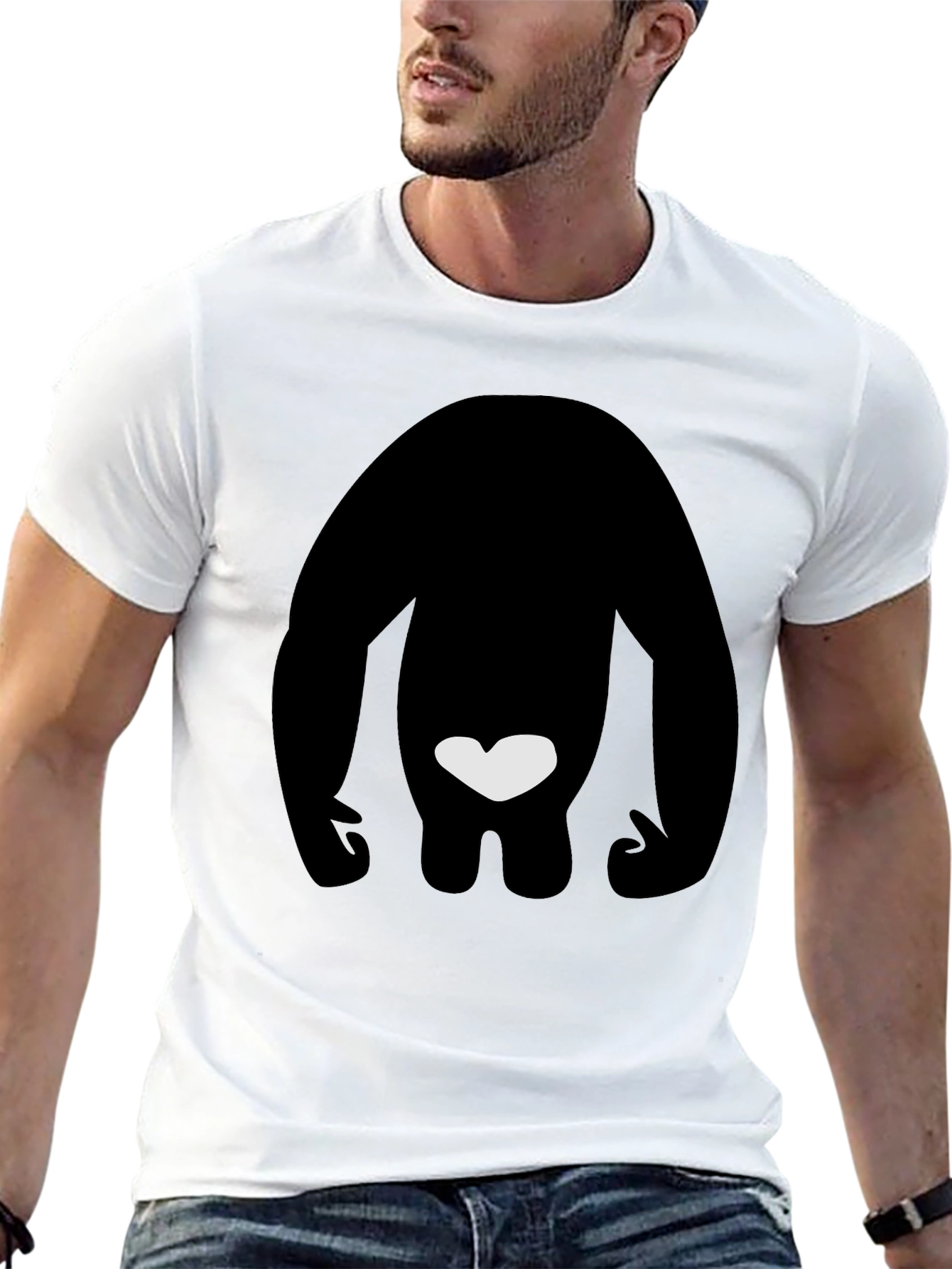Black T-Shirt with Silhouette & Heart