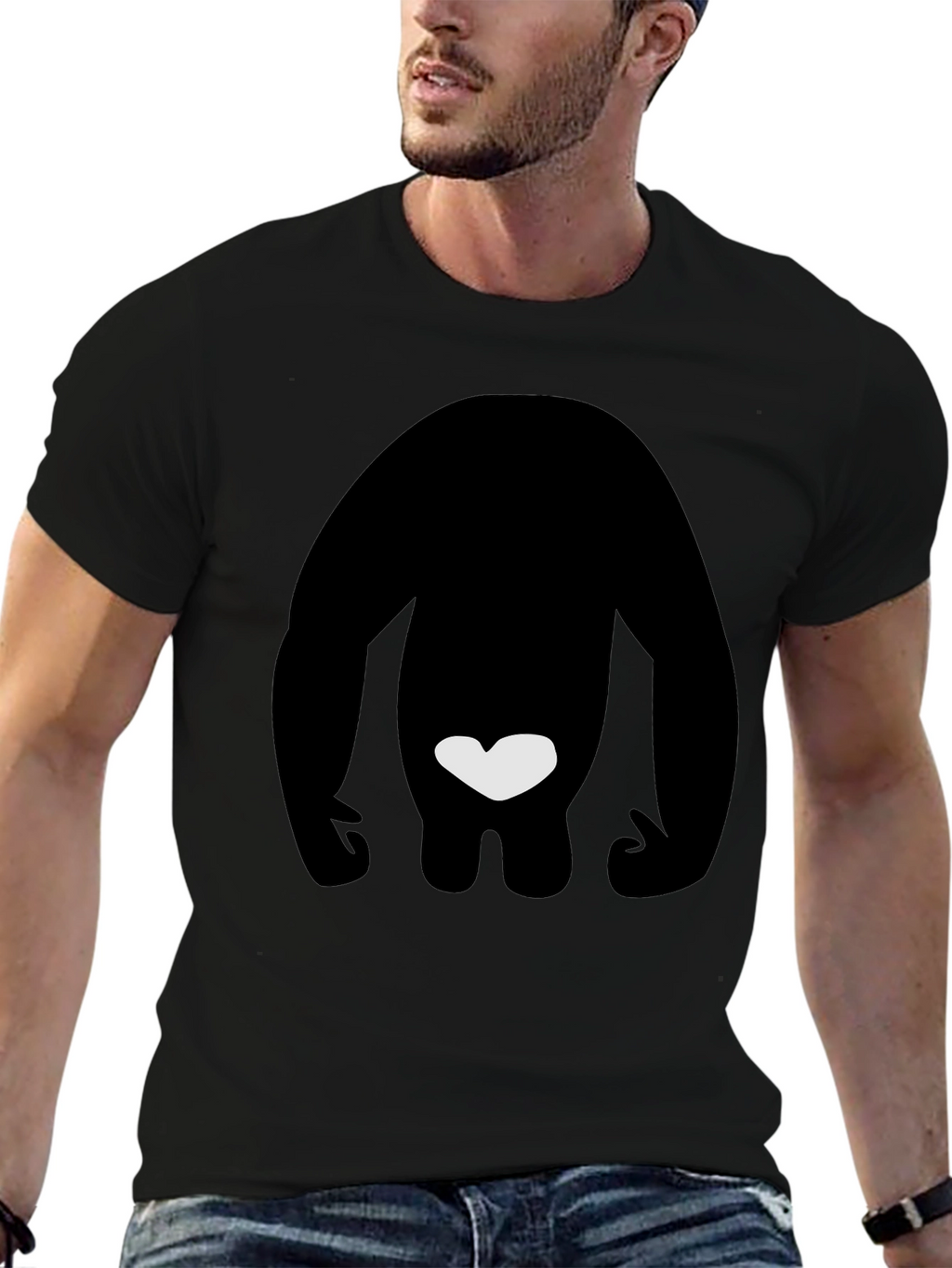 Black T-Shirt with Silhouette & Heart