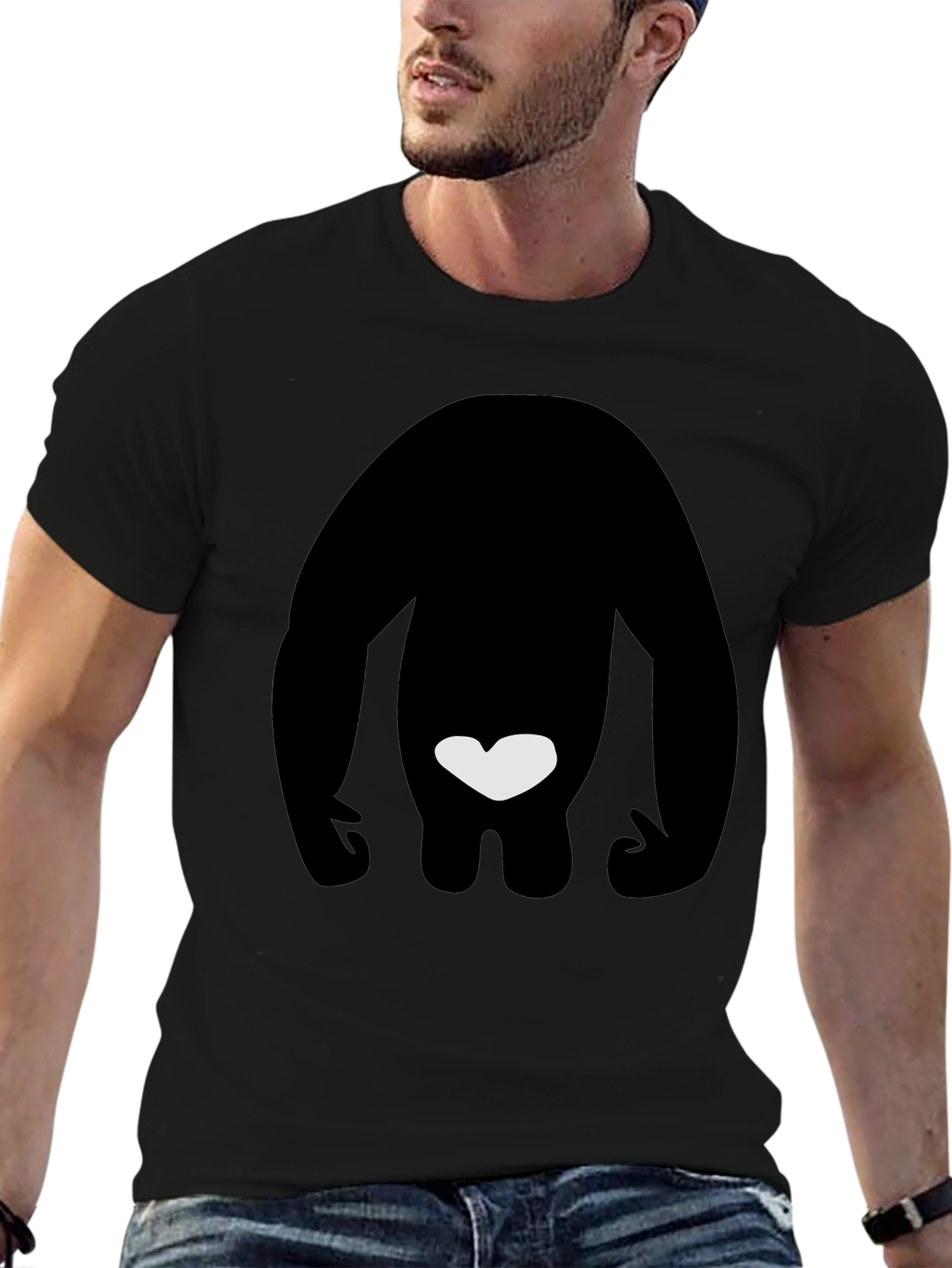 Black T-Shirt with Silhouette & Heart