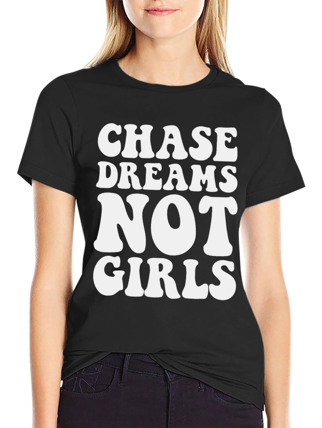 Chase Dreams Graphic Tee - Black Cotton Casual T-Shirt