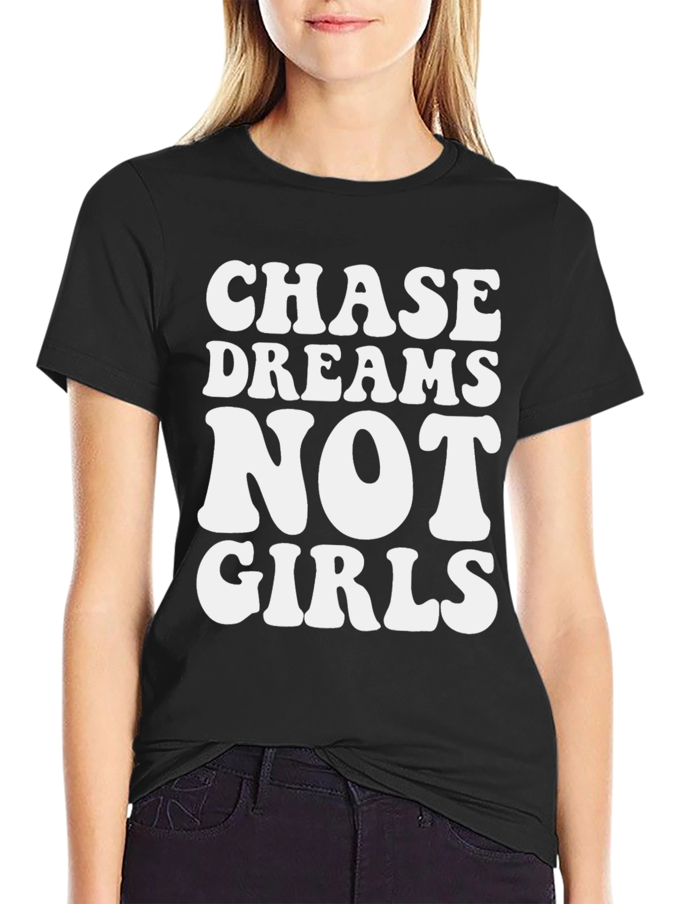 Chase Dreams Graphic Tee - Black Cotton Casual T-Shirt