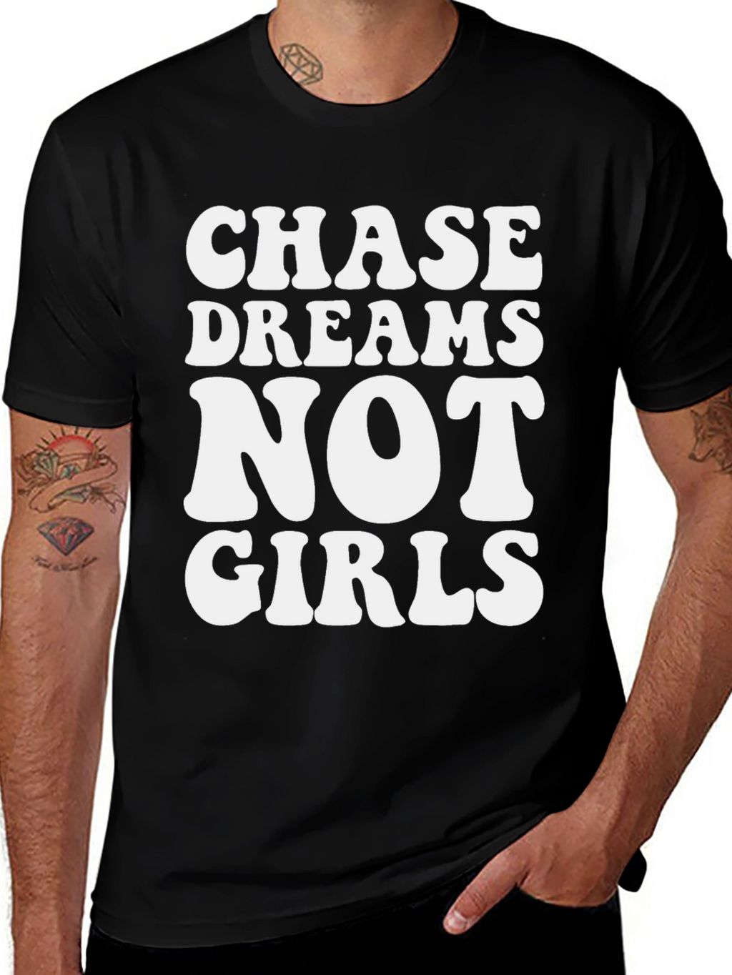 Chase Dreams Graphic Tee - Black Cotton Casual T-Shirt