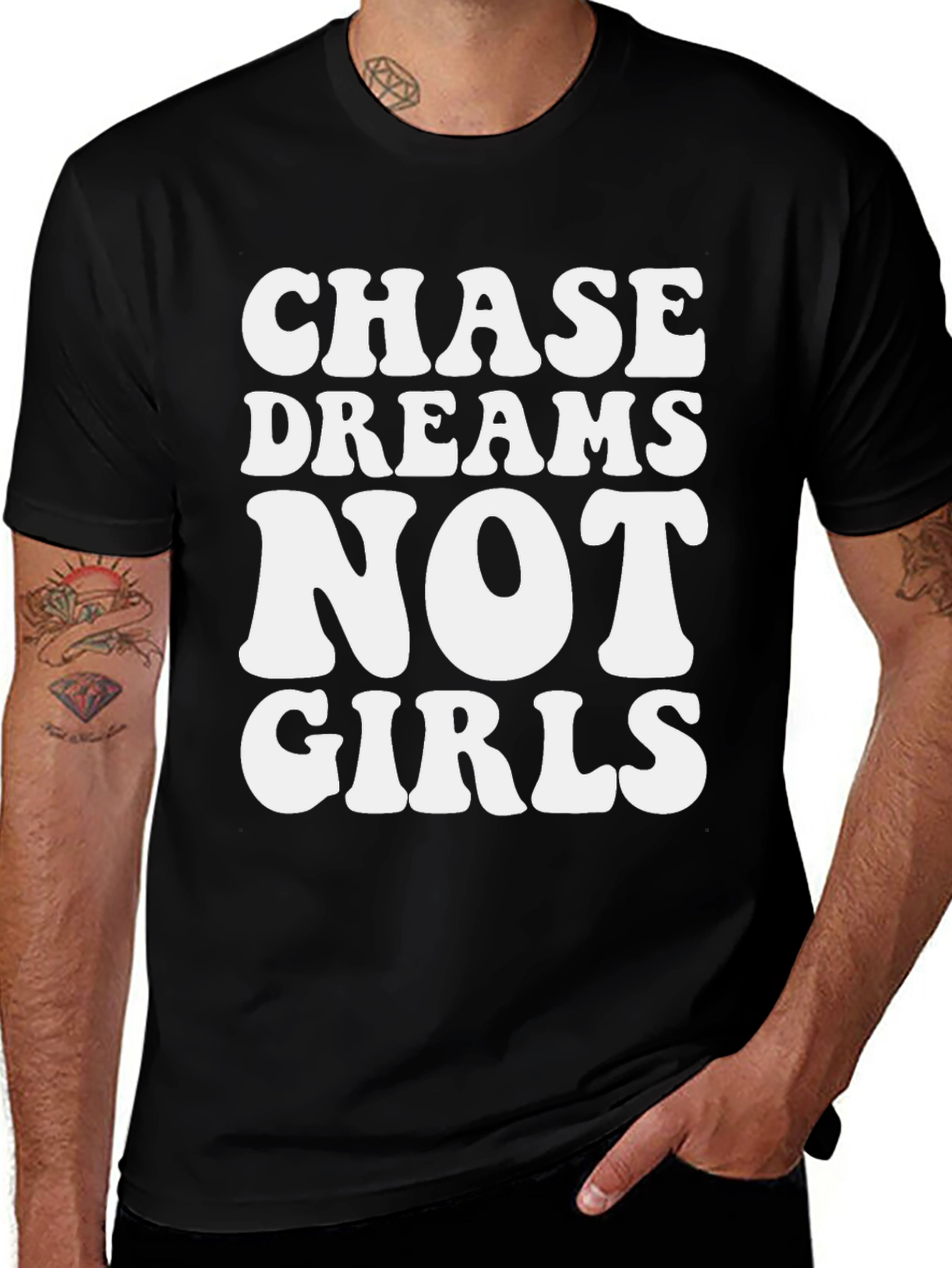 Chase Dreams Graphic Tee - Black Cotton Casual T-Shirt