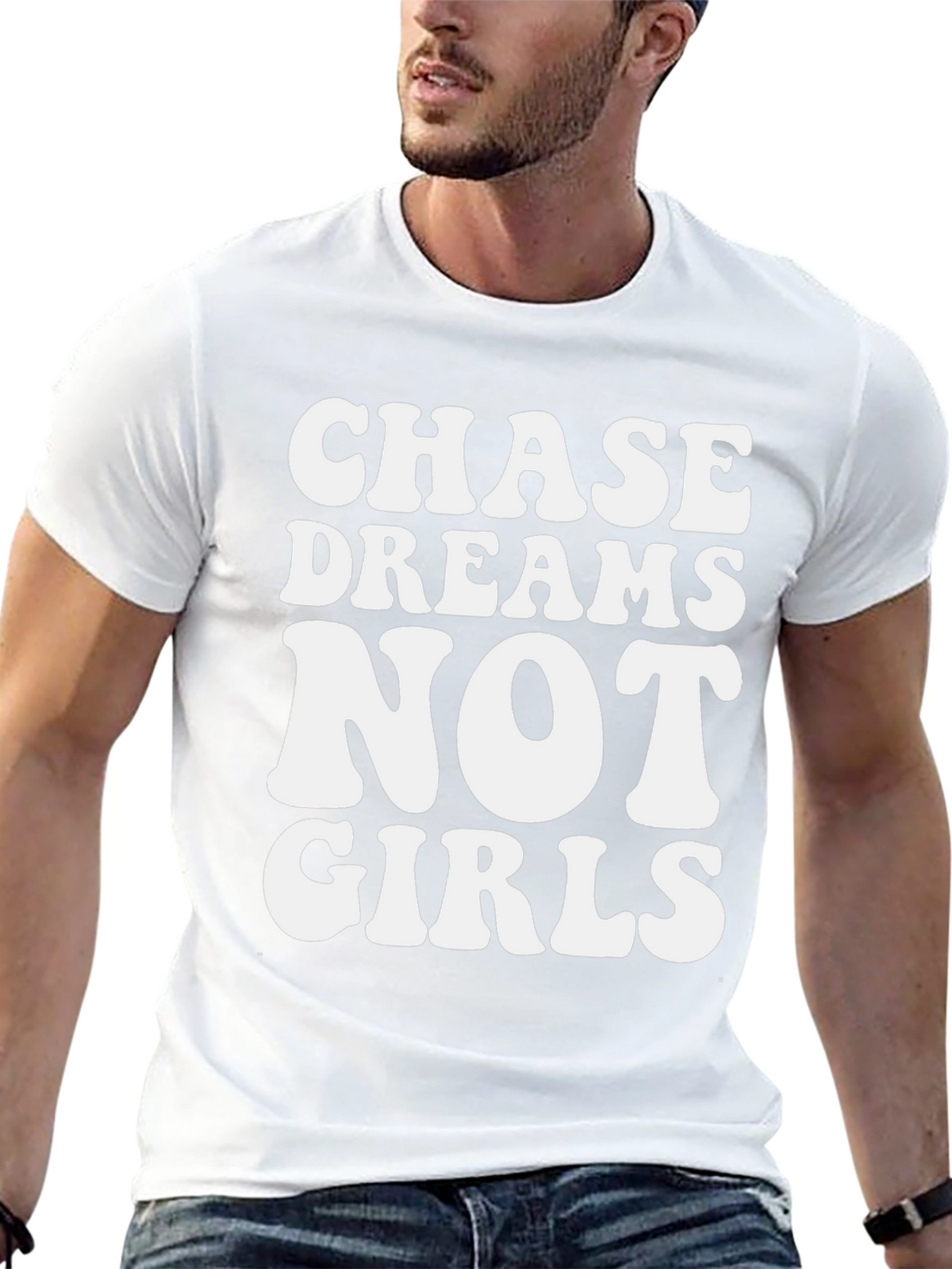 Chase Dreams Graphic Tee - Black Cotton Casual T-Shirt