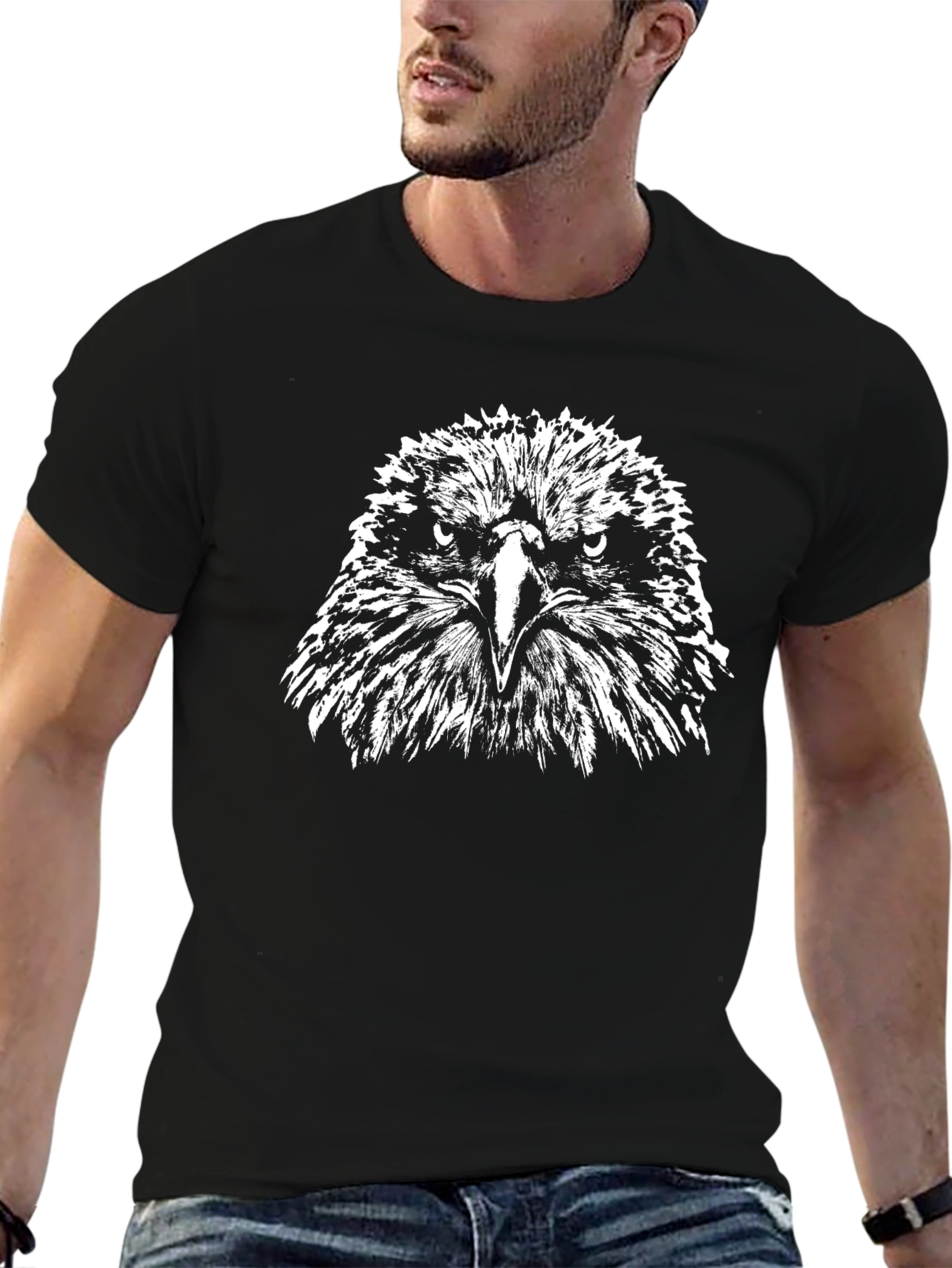 Black Eagle Graphic Tee - Bold Bird of Prey Design