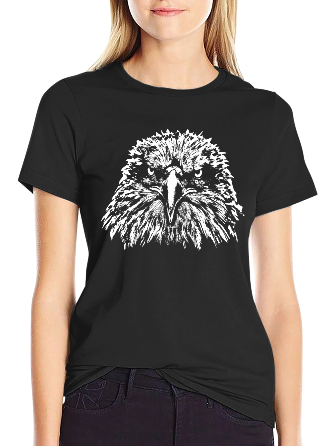 Black Eagle Graphic Tee - Bold Bird of Prey Design