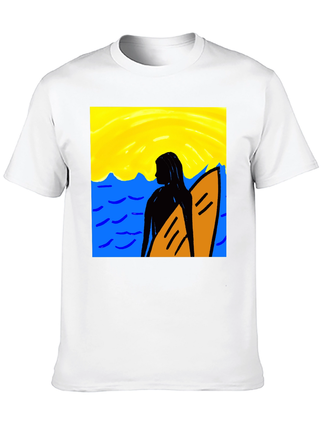 Surfer Girl Graphic Tee - Black Cotton T-Shirt