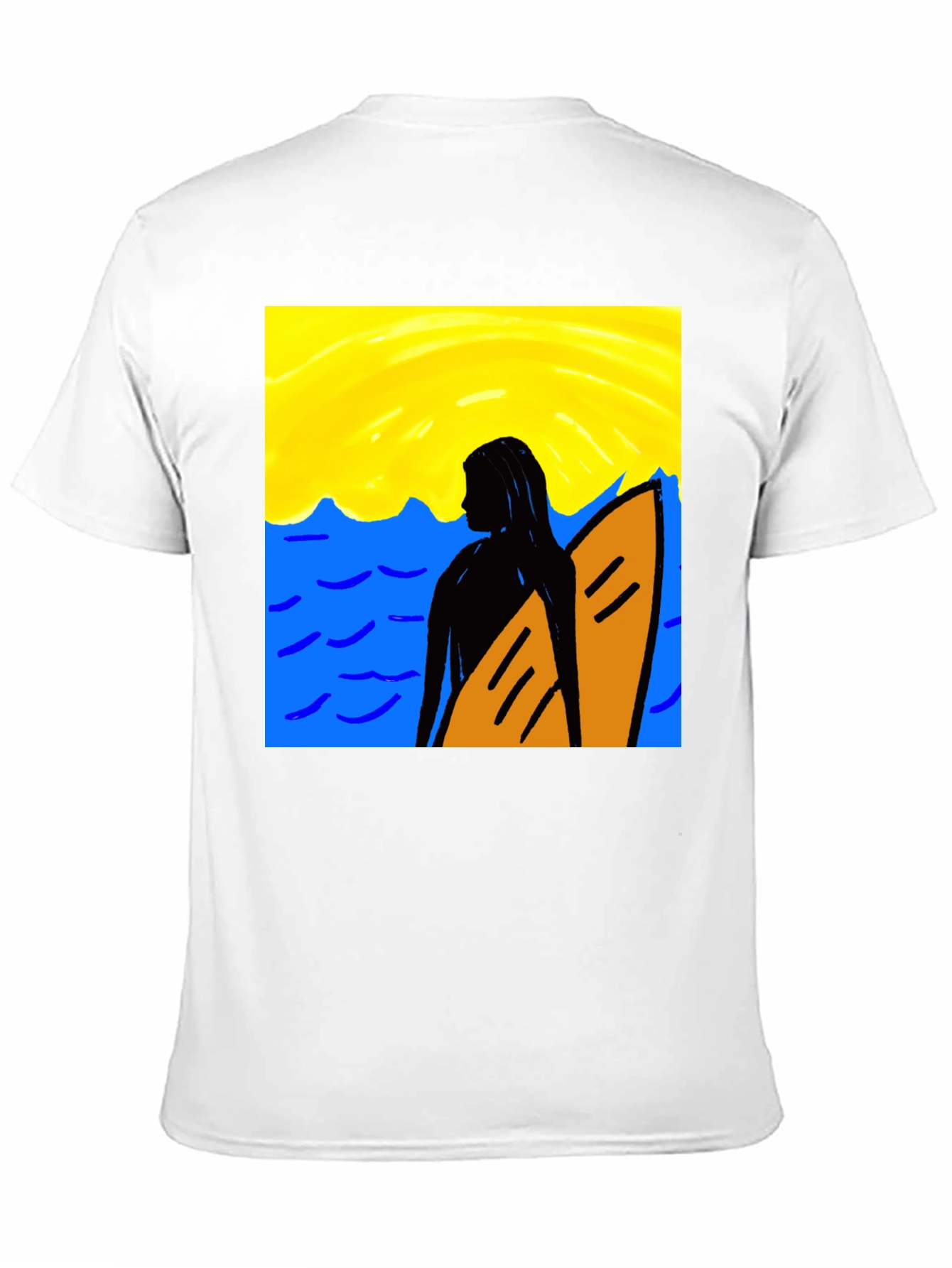 Surfer Girl Graphic Tee - Black Cotton T-Shirt