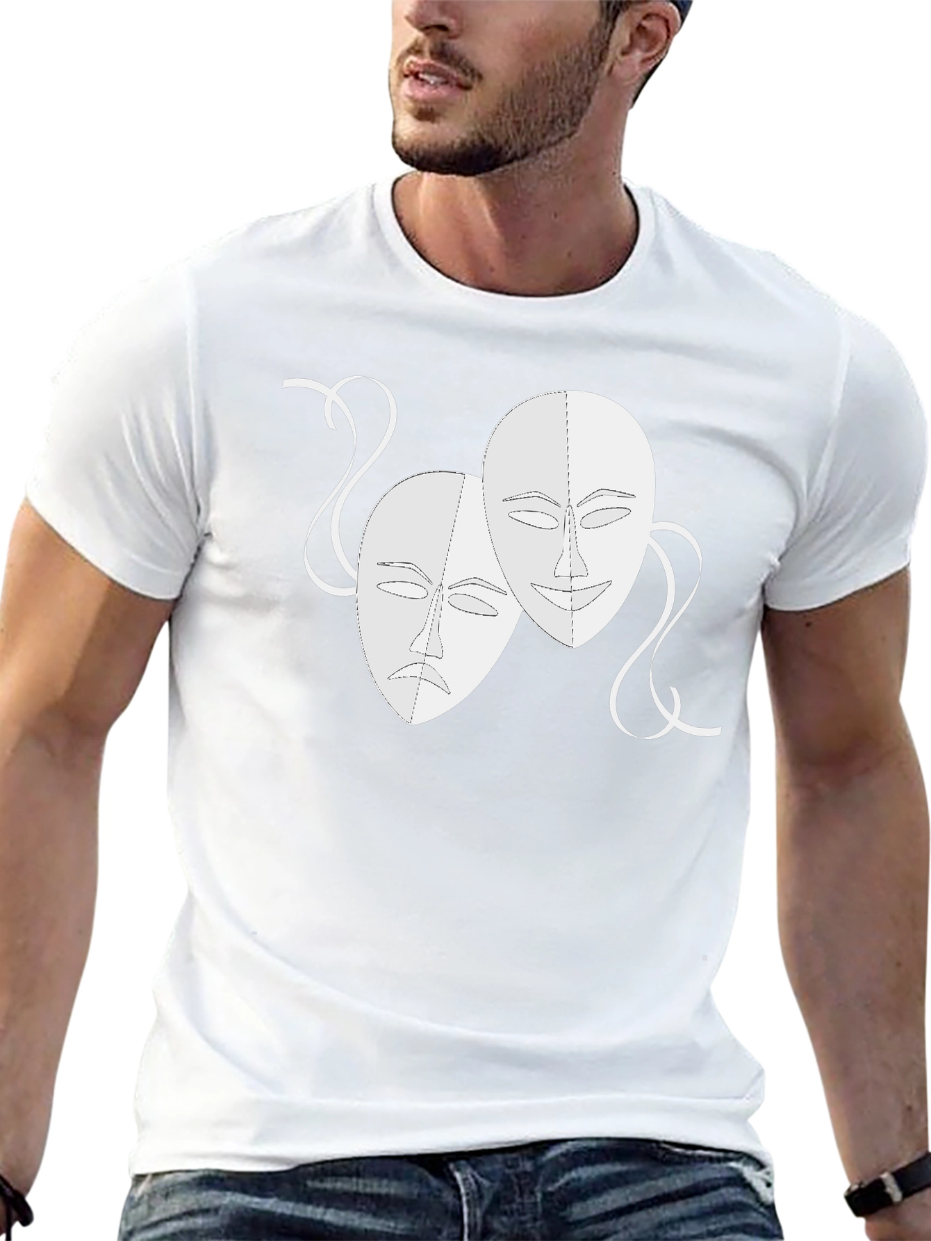 Comedy & Tragedy Masks Graphic Black Tee