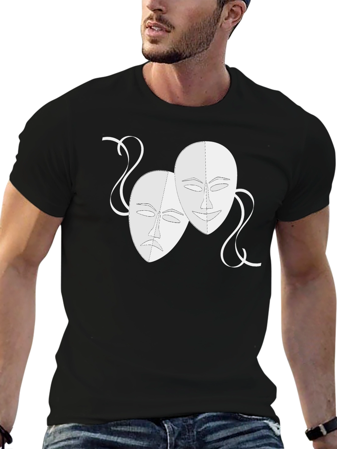 Comedy & Tragedy Masks Graphic Black Tee