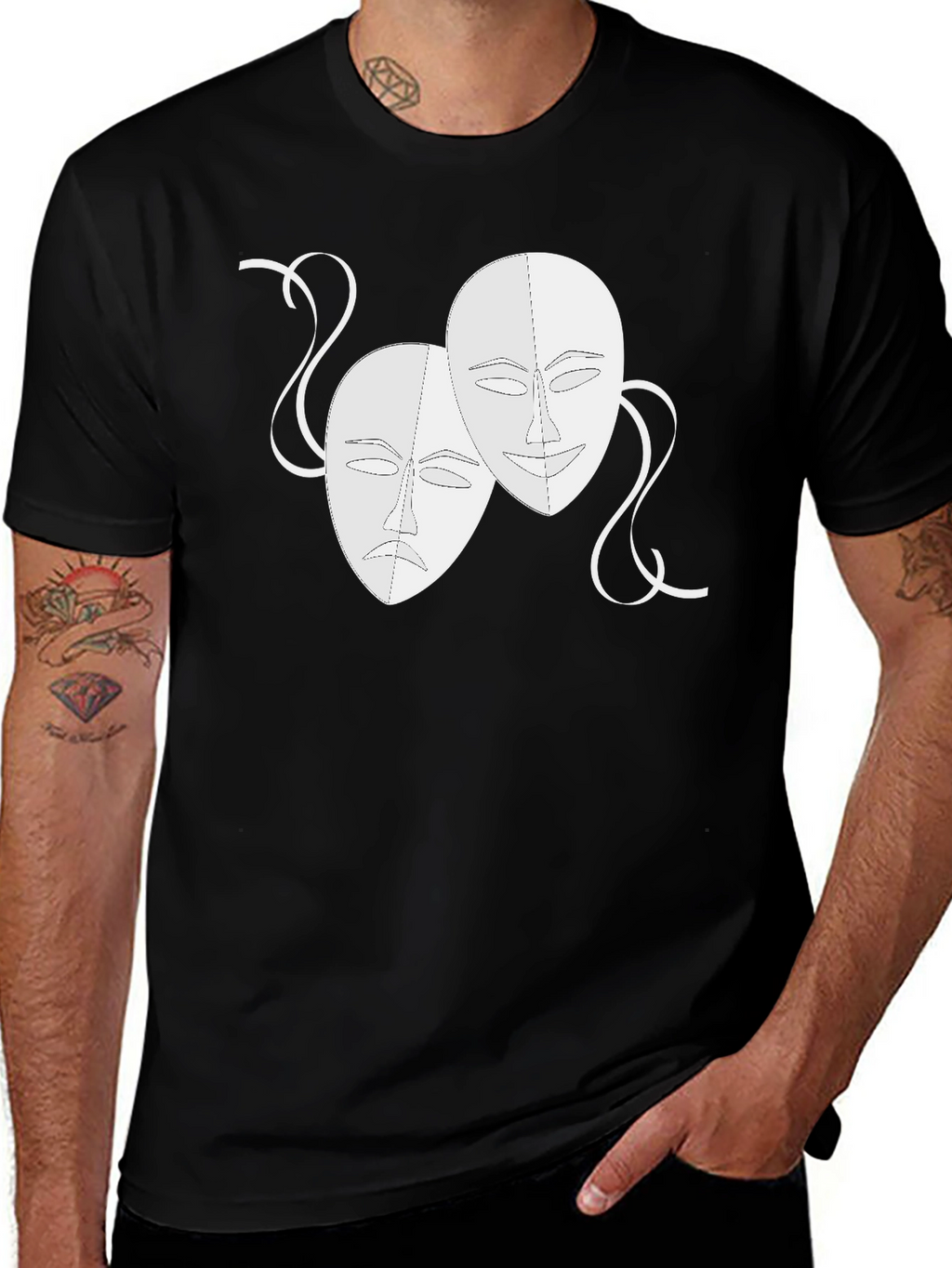 Comedy & Tragedy Masks Graphic Black Tee