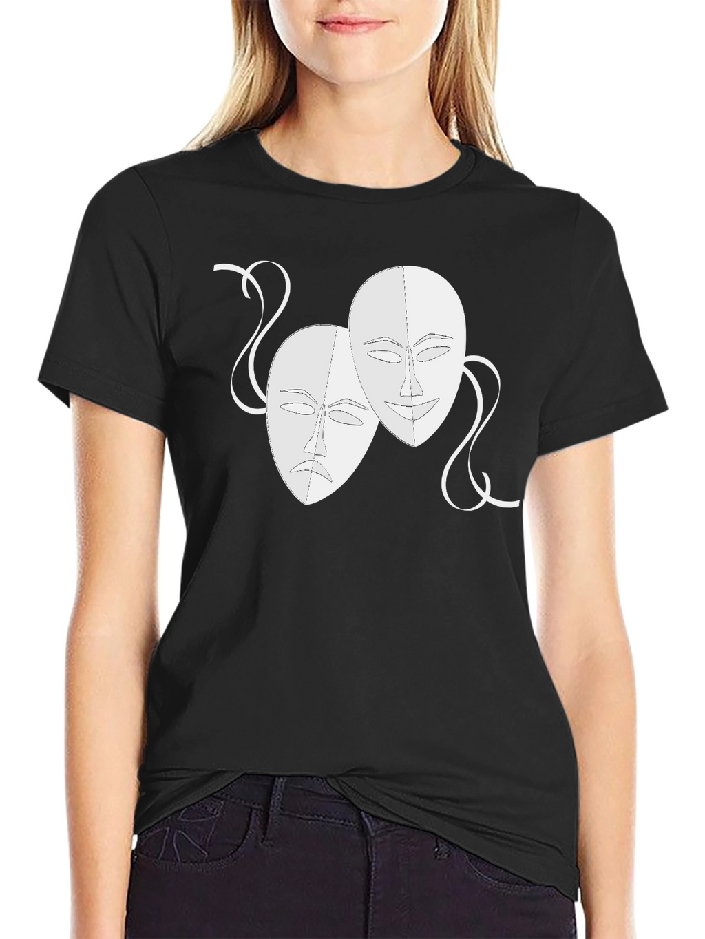 Comedy & Tragedy Masks Graphic Black Tee