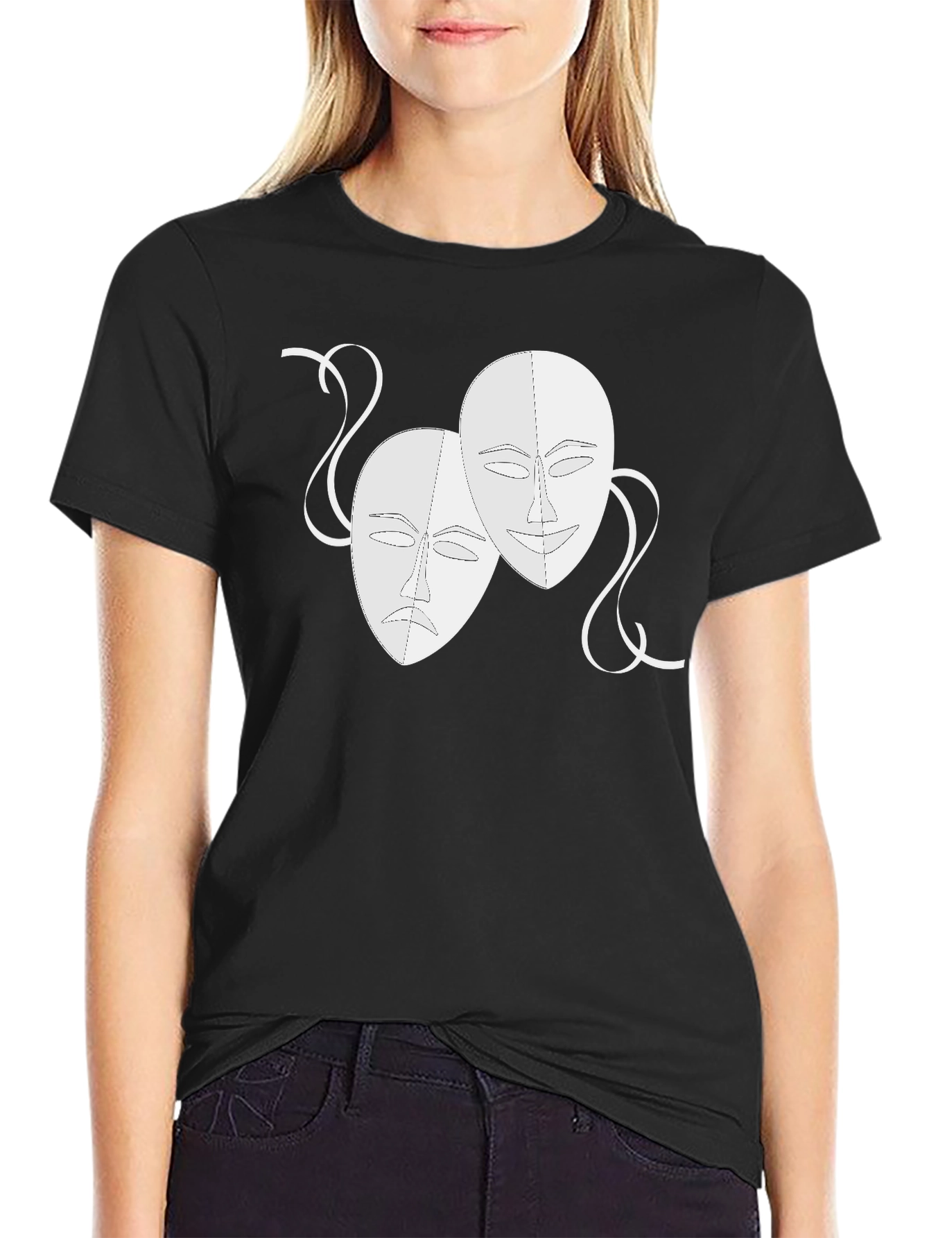 Comedy & Tragedy Masks Graphic Black Tee