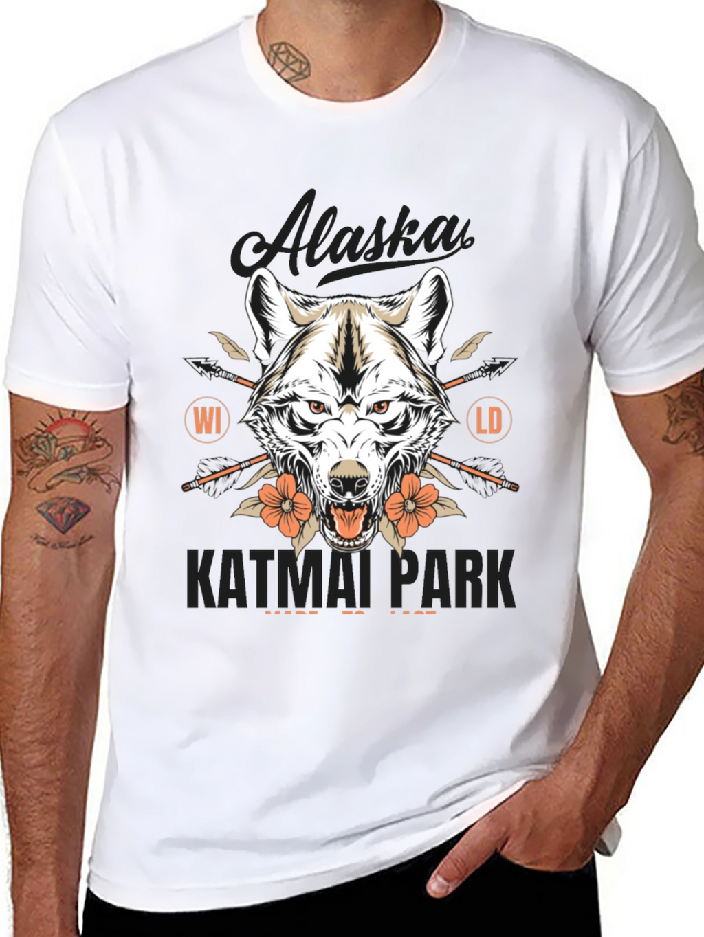 Alaska Katmai Park Wolf Graphic T-Shirt