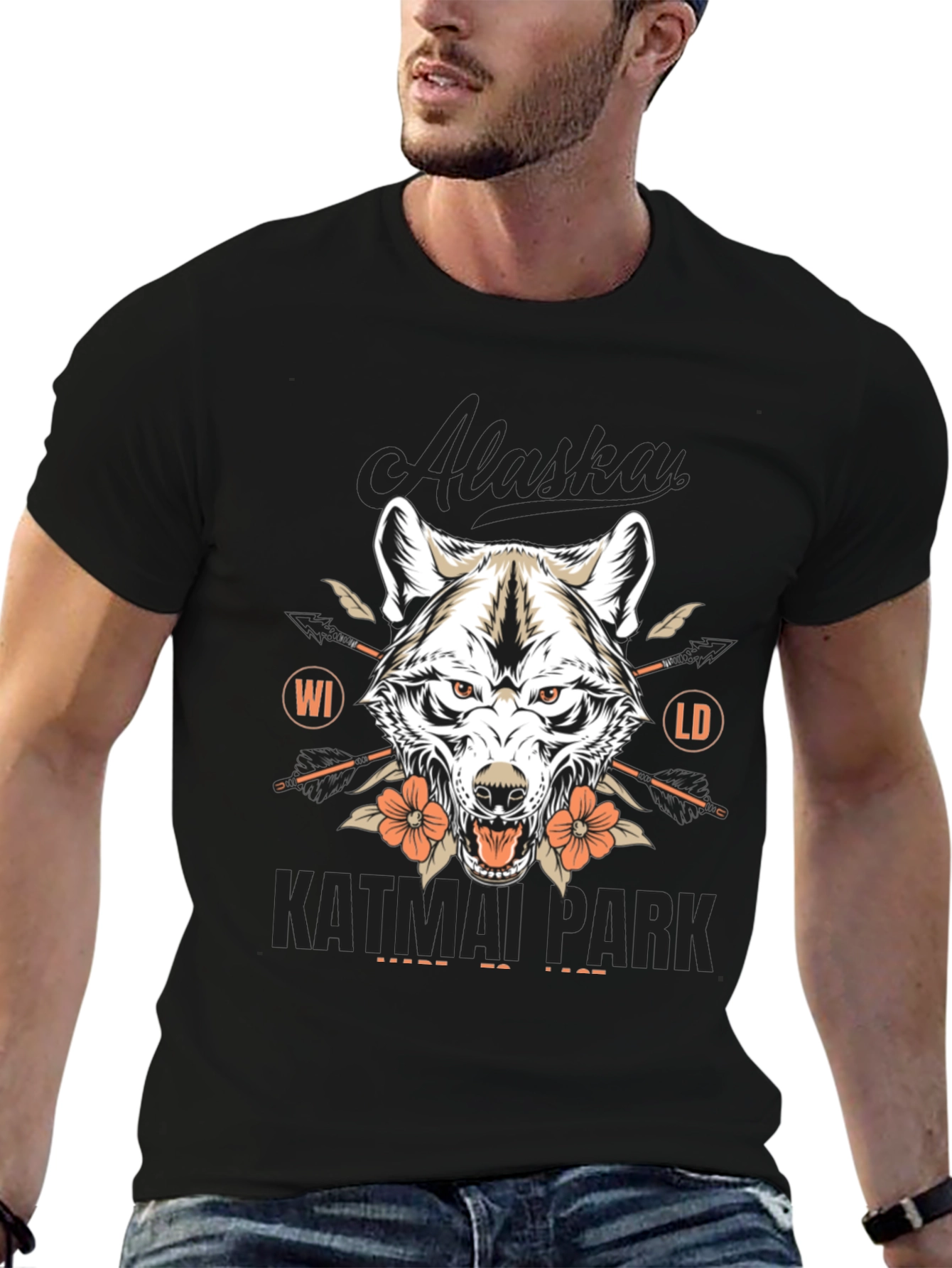 Alaska Katmai Park Wolf Graphic T-Shirt