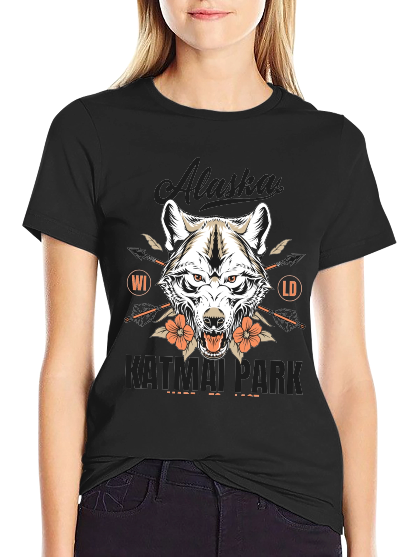 Alaska Katmai Park Wolf Graphic T-Shirt
