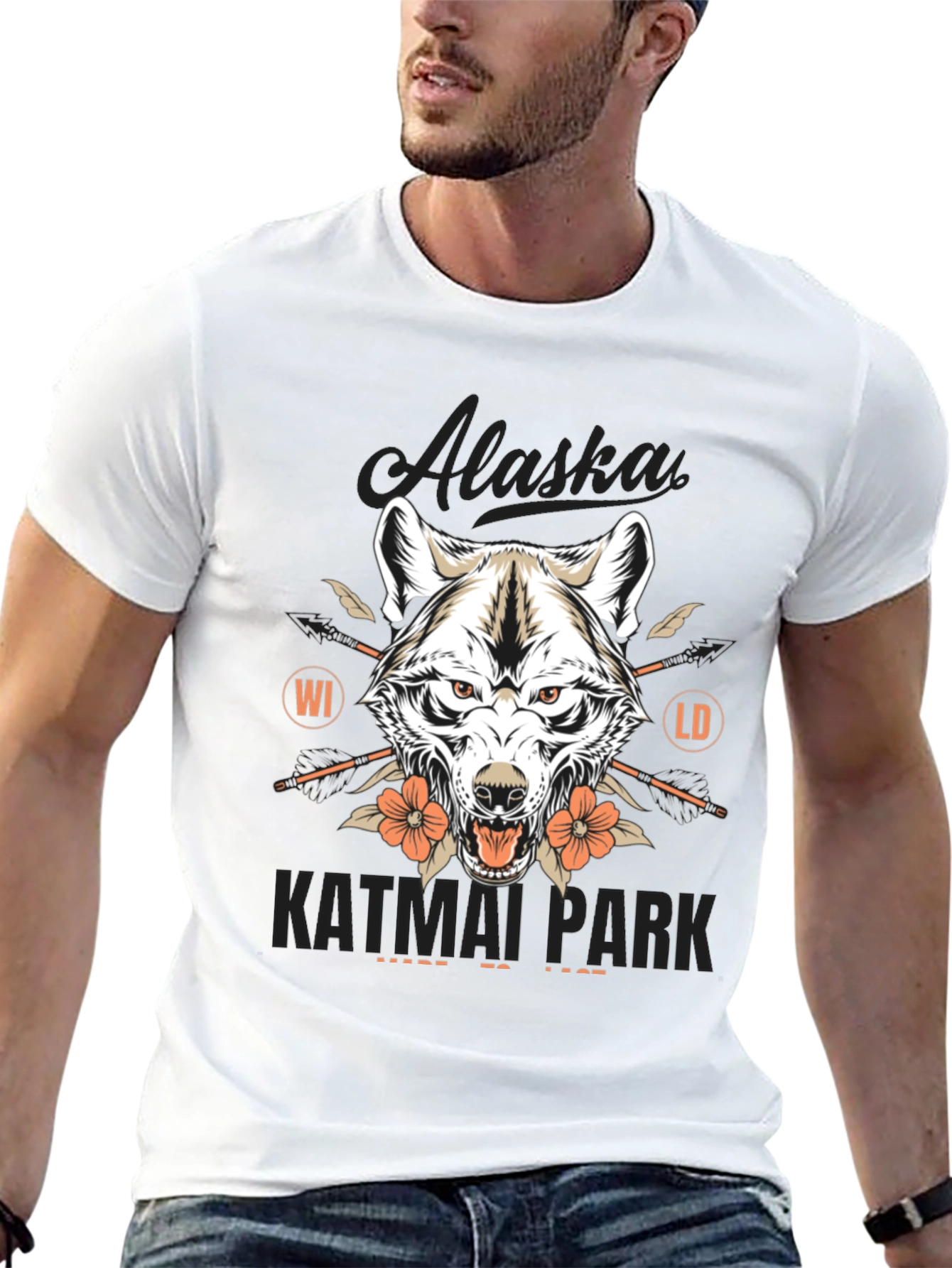Alaska Katmai Park Wolf Graphic T-Shirt