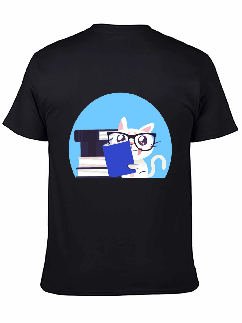Reading Cat Graphic Tee - Unisex Cotton T-Shirt