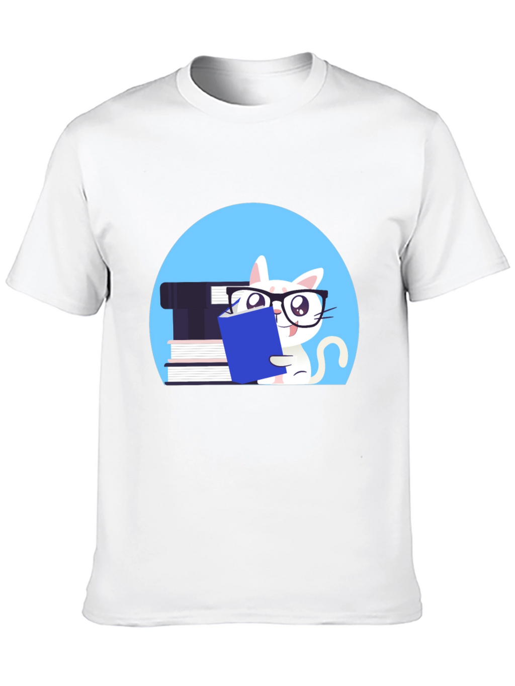 Reading Cat Graphic Tee - Unisex Cotton T-Shirt