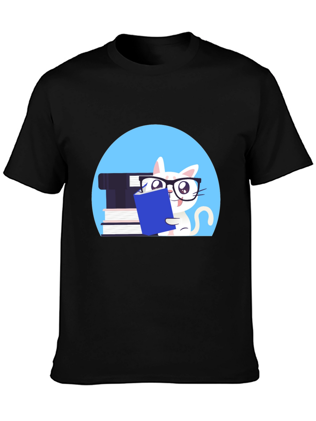Reading Cat Graphic Tee - Unisex Cotton T-Shirt