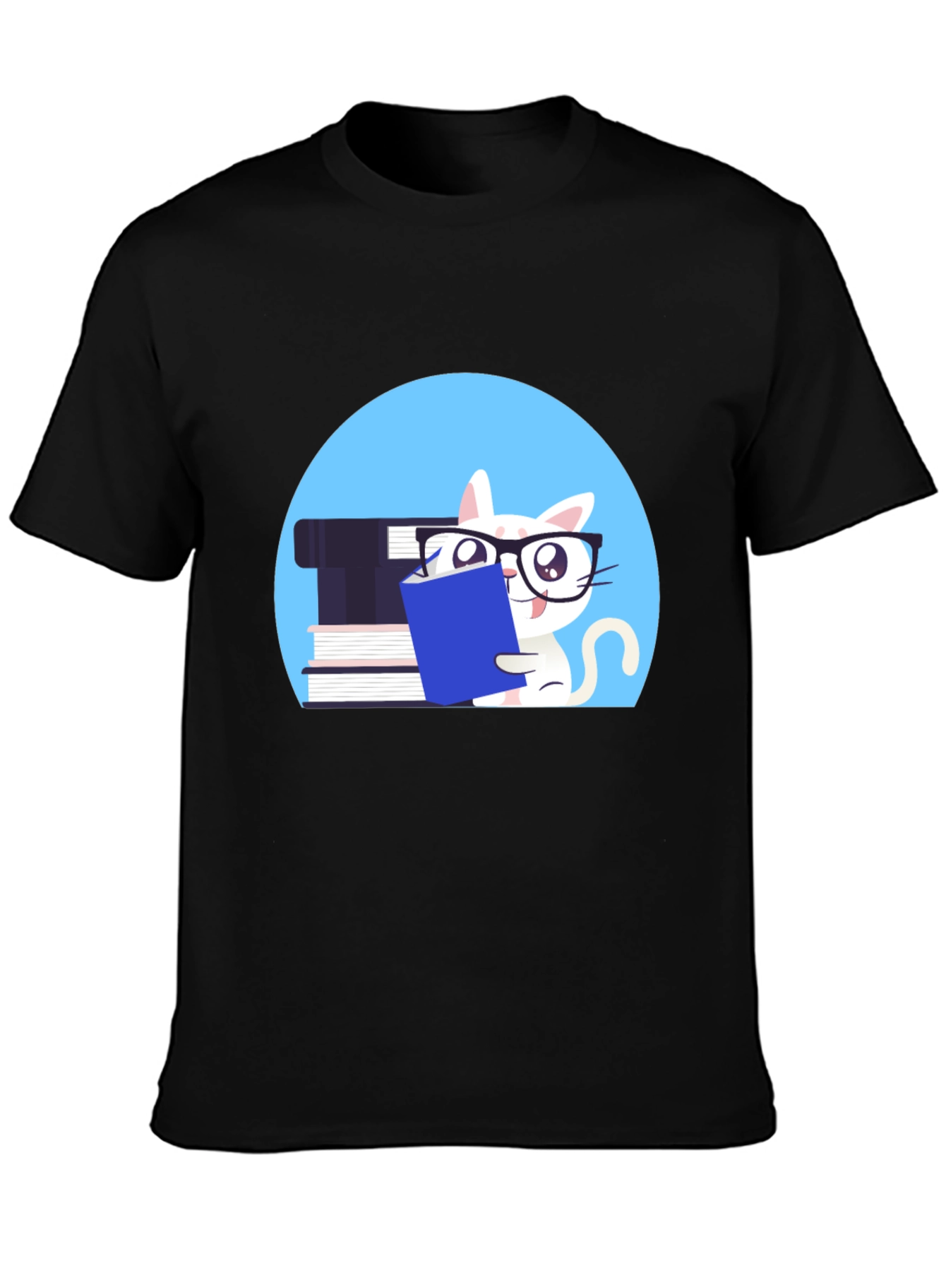 Reading Cat Graphic Tee - Unisex Cotton T-Shirt