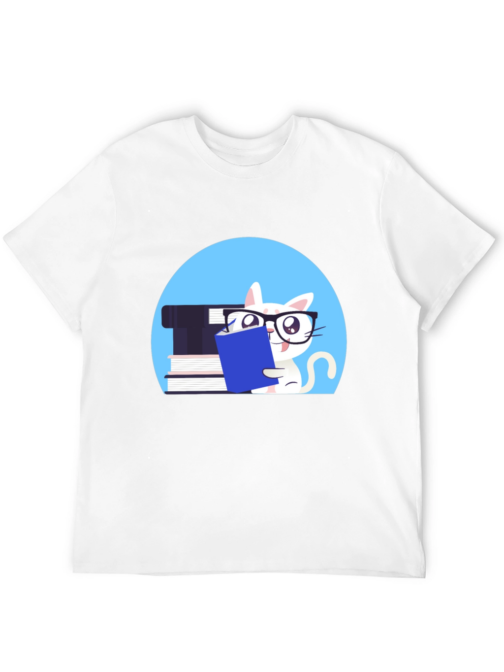 Reading Cat Graphic Tee - Unisex Cotton T-Shirt