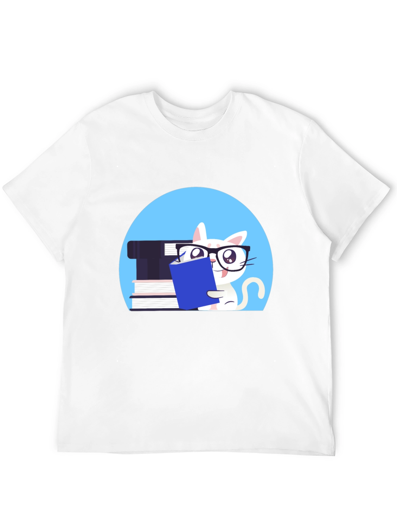 Reading Cat Graphic Tee - Unisex Cotton T-Shirt
