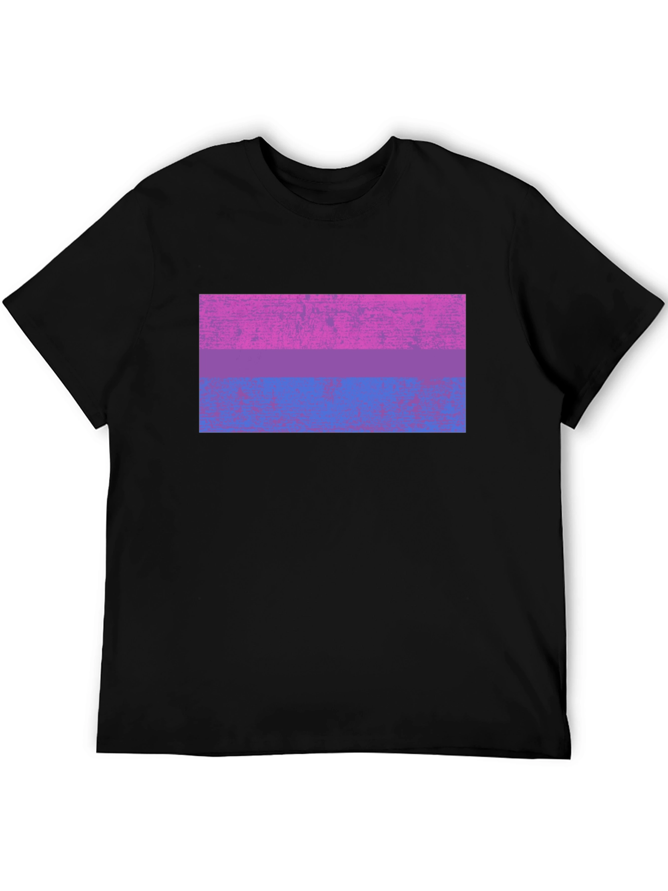 Bisexual Pride Flag Graphic Tee - Black Cotton Blend